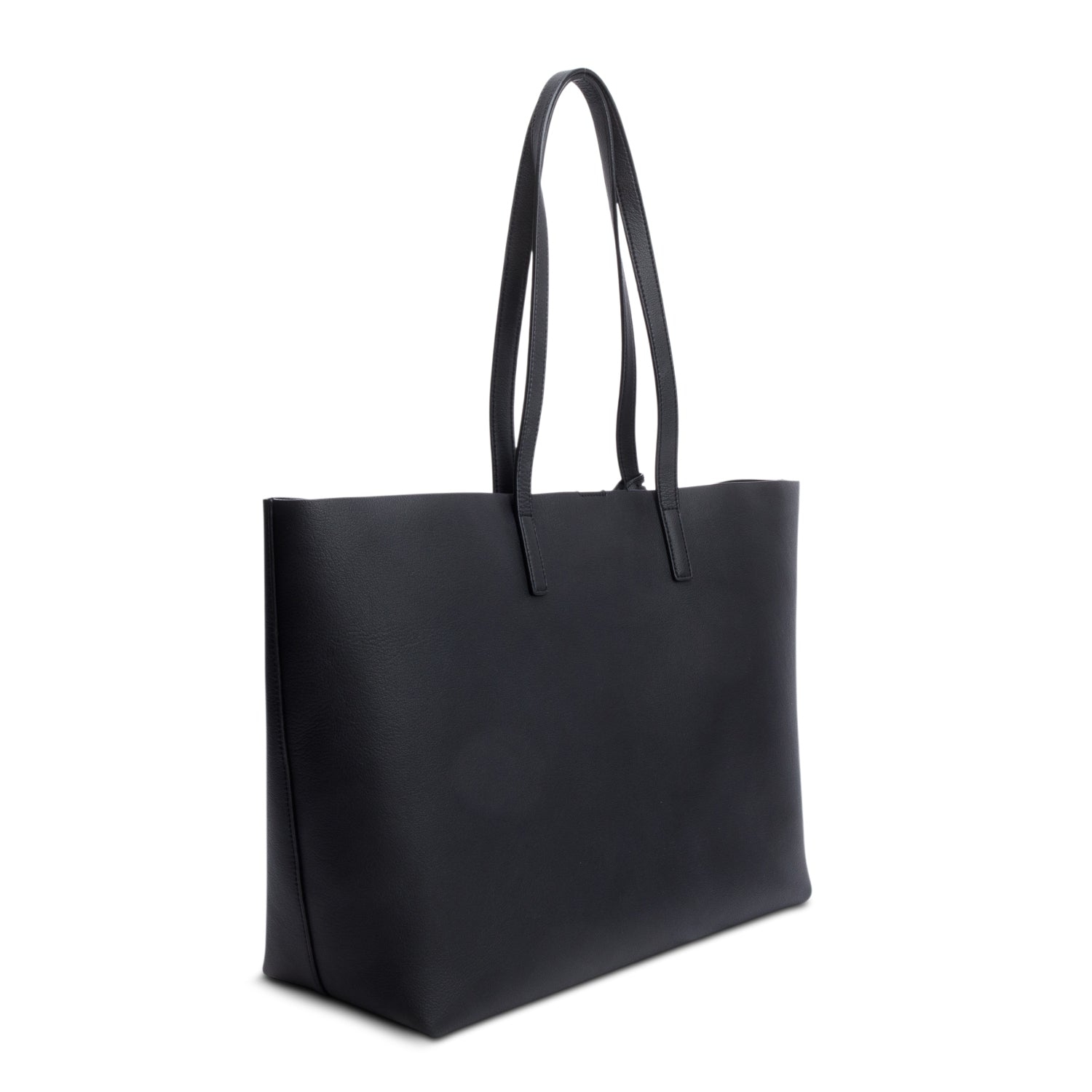 Saint Laurent 2024 Black Leather E/W Shopping Tote w/ Pouch & Box