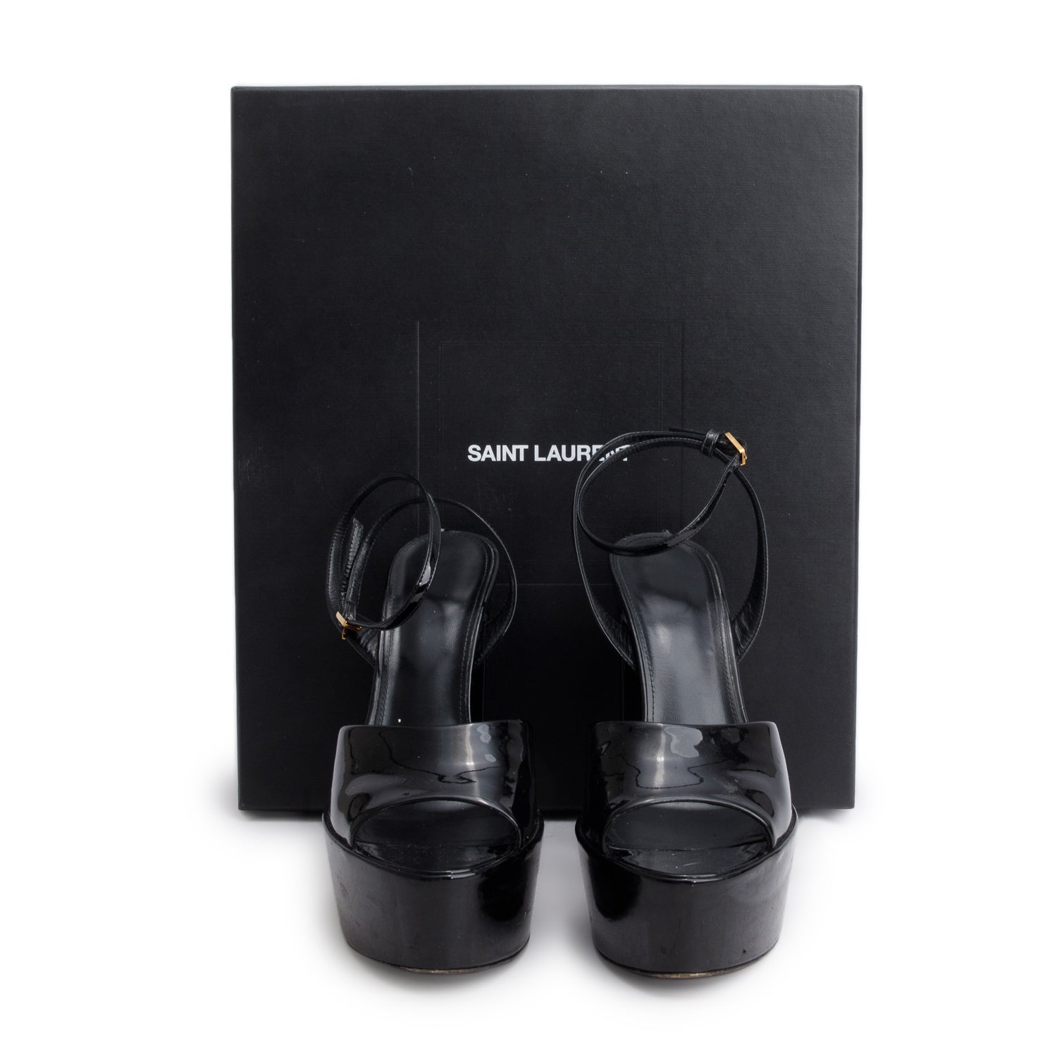 Saint Laurent Black Patent Leather Sexy 95 Platform Slingback Pump, Size 39 w/ Box