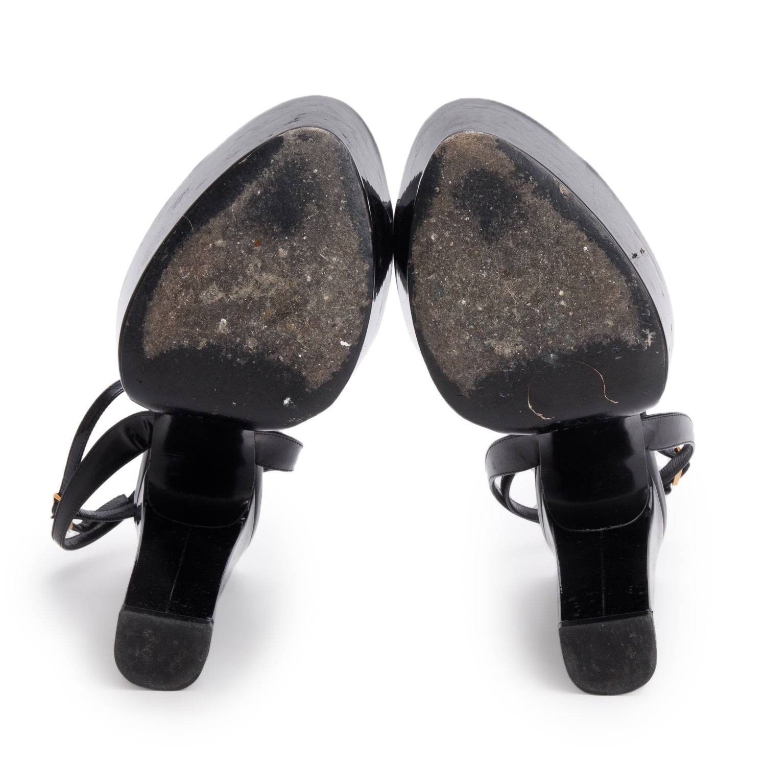 Saint Laurent Black Patent Leather Sexy 95 Platform Slingback Pump, Size 39 w/ Box