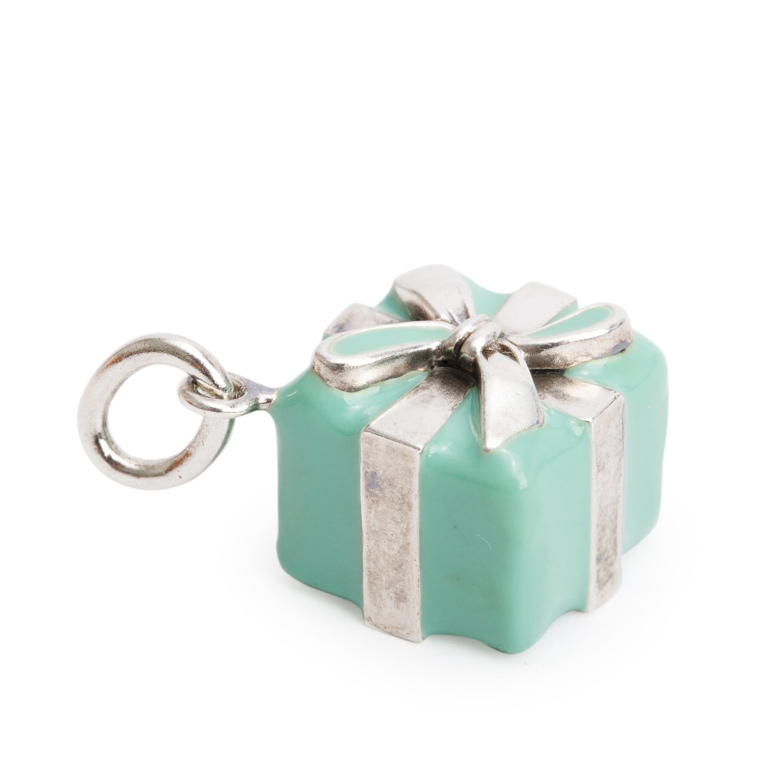 Tiffany & Co. Sterling Silver Blue Enamel Present Box Charm