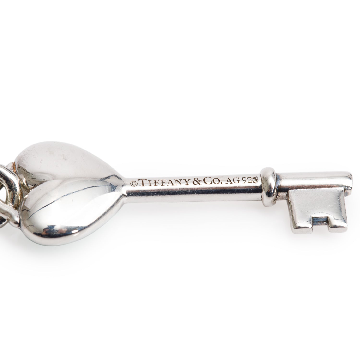 Tiffany & Co. Sterling Silver Blue Enamel Mini Heart Key Pendant Necklace