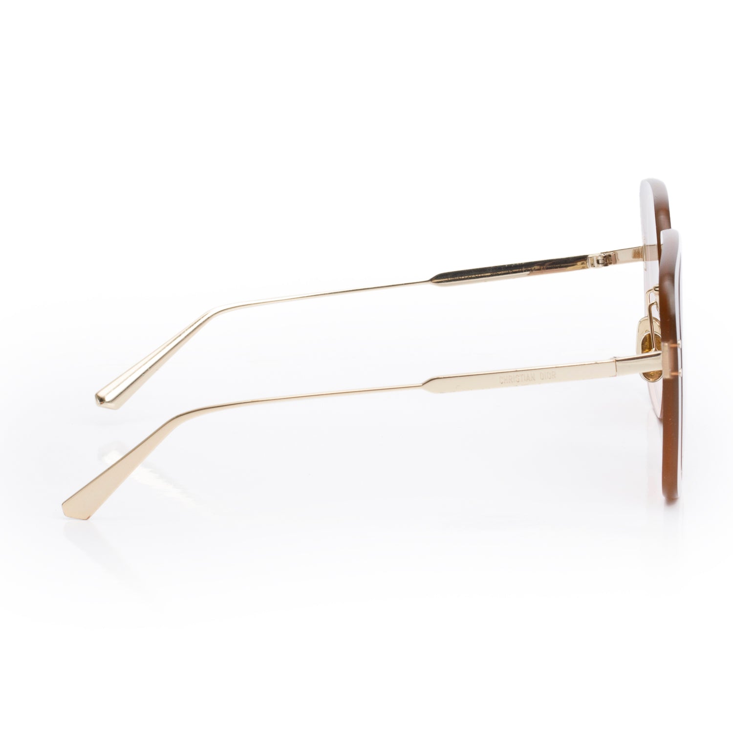 Christian Dior Gold Tone Metal UltraDior SU Oversize Rimless Sunglasses w/ Box