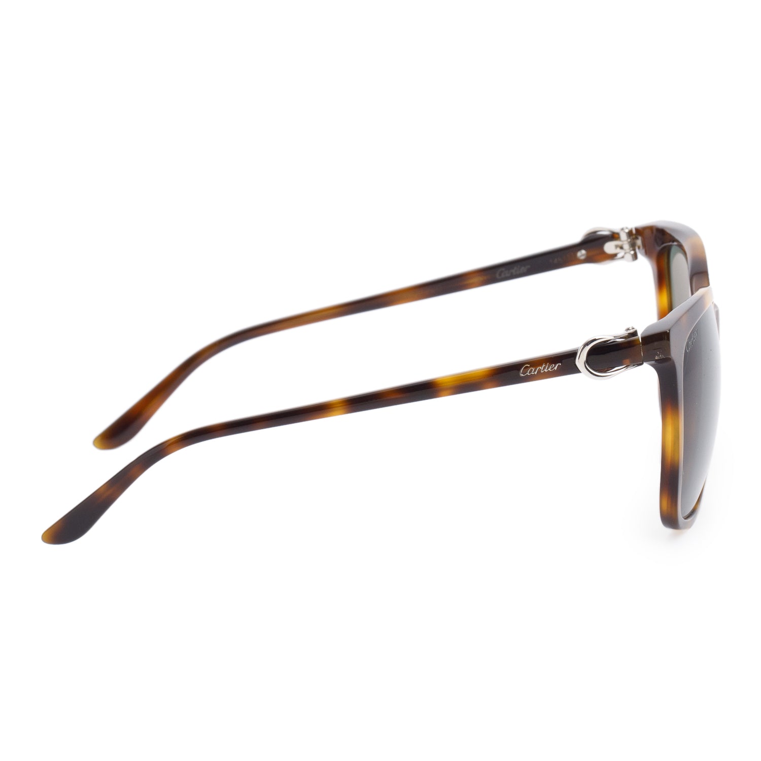 Cartier CT0004SA Brown Havana Acetate Square Sunglasses w/ Box & Case