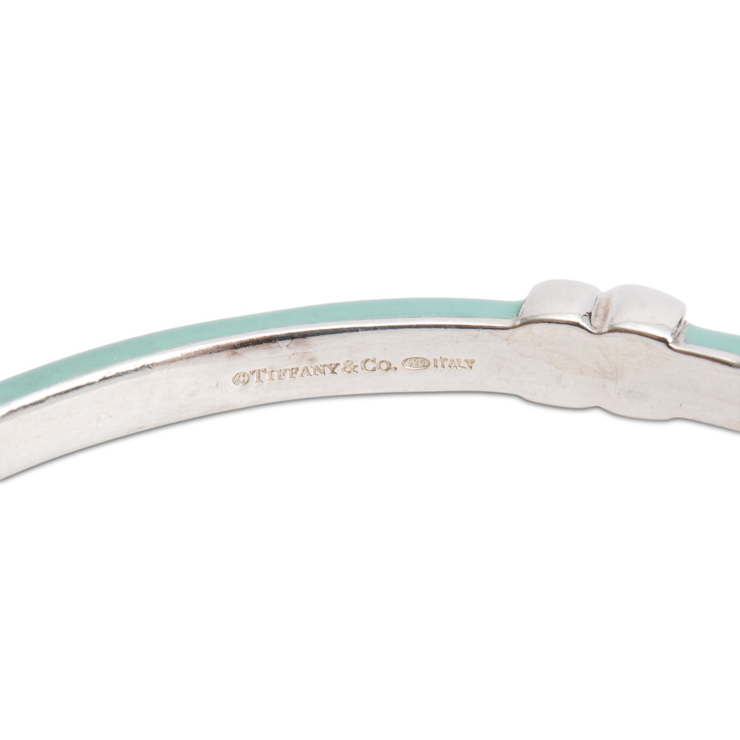 Tiffany & Co. Sterling Silver Blue Enamel X Bangle Bracelet
