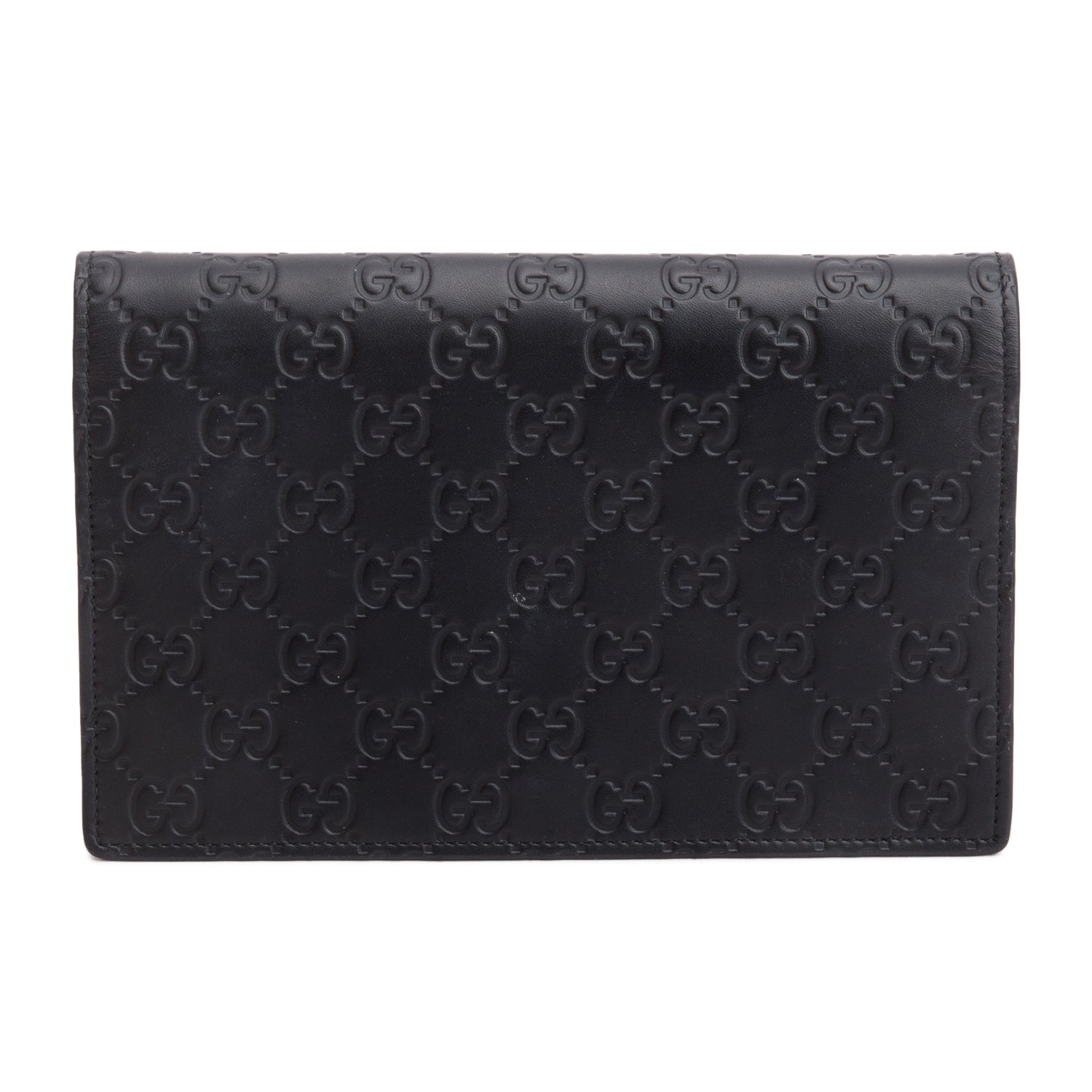 Gucci Black Guccissima Signature Bow Wallet on Chain w/ Box & Receipt