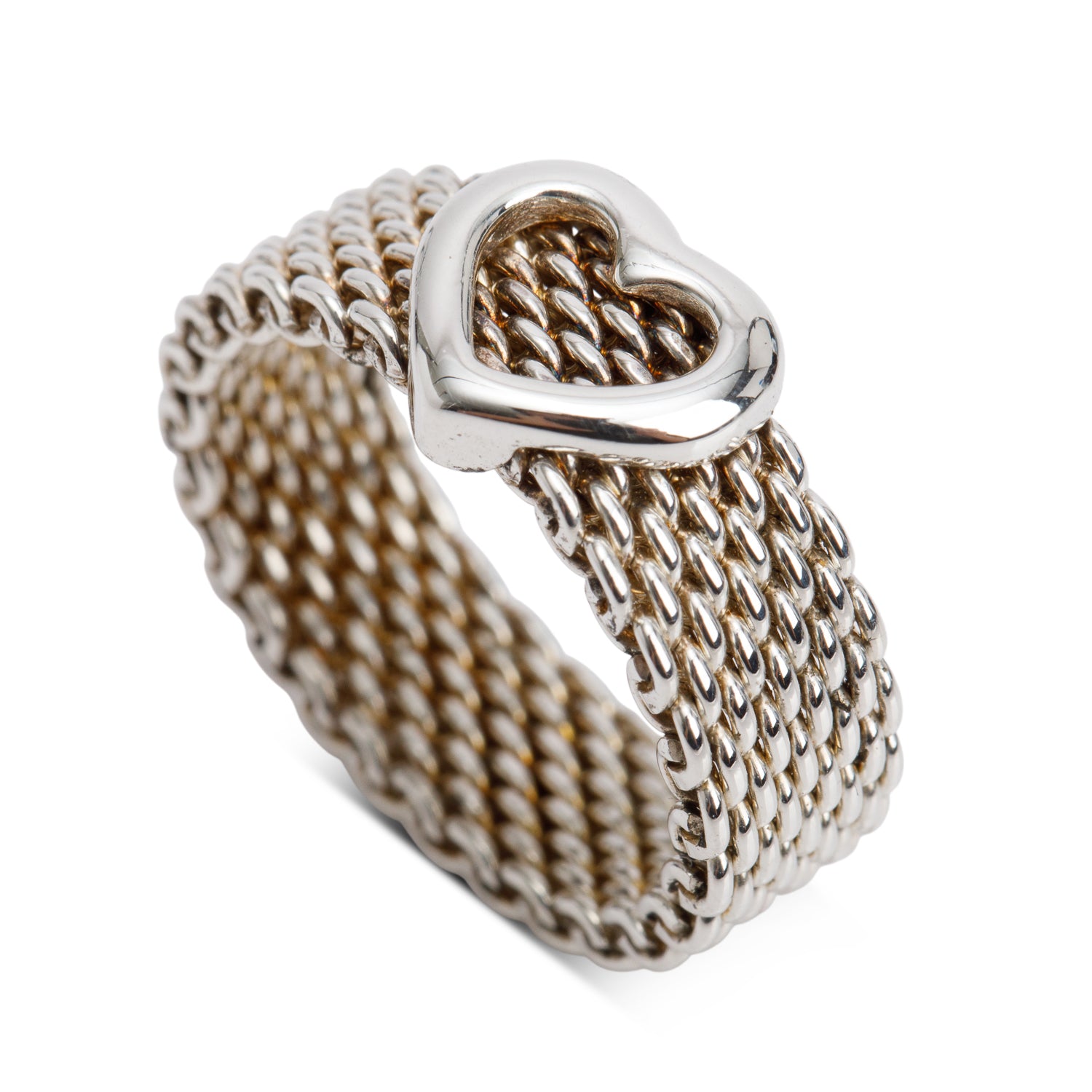 Tiffany & Co. Sterling Silver Somerset Mesh Heart Ring, Size 6