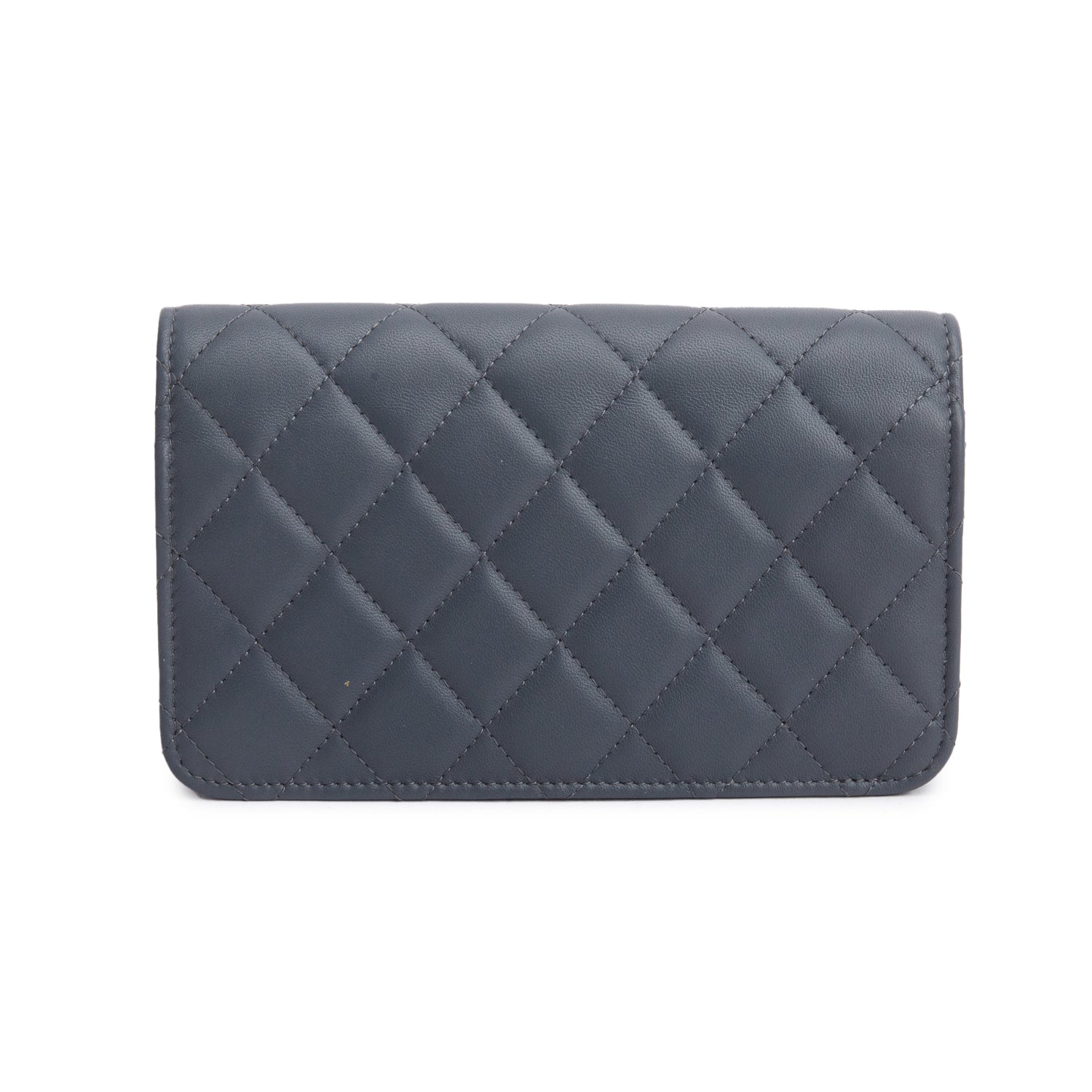Chanel Grey Quilted Lambskin Leather CC Pearl Crush Flap Phone Holder on Chain