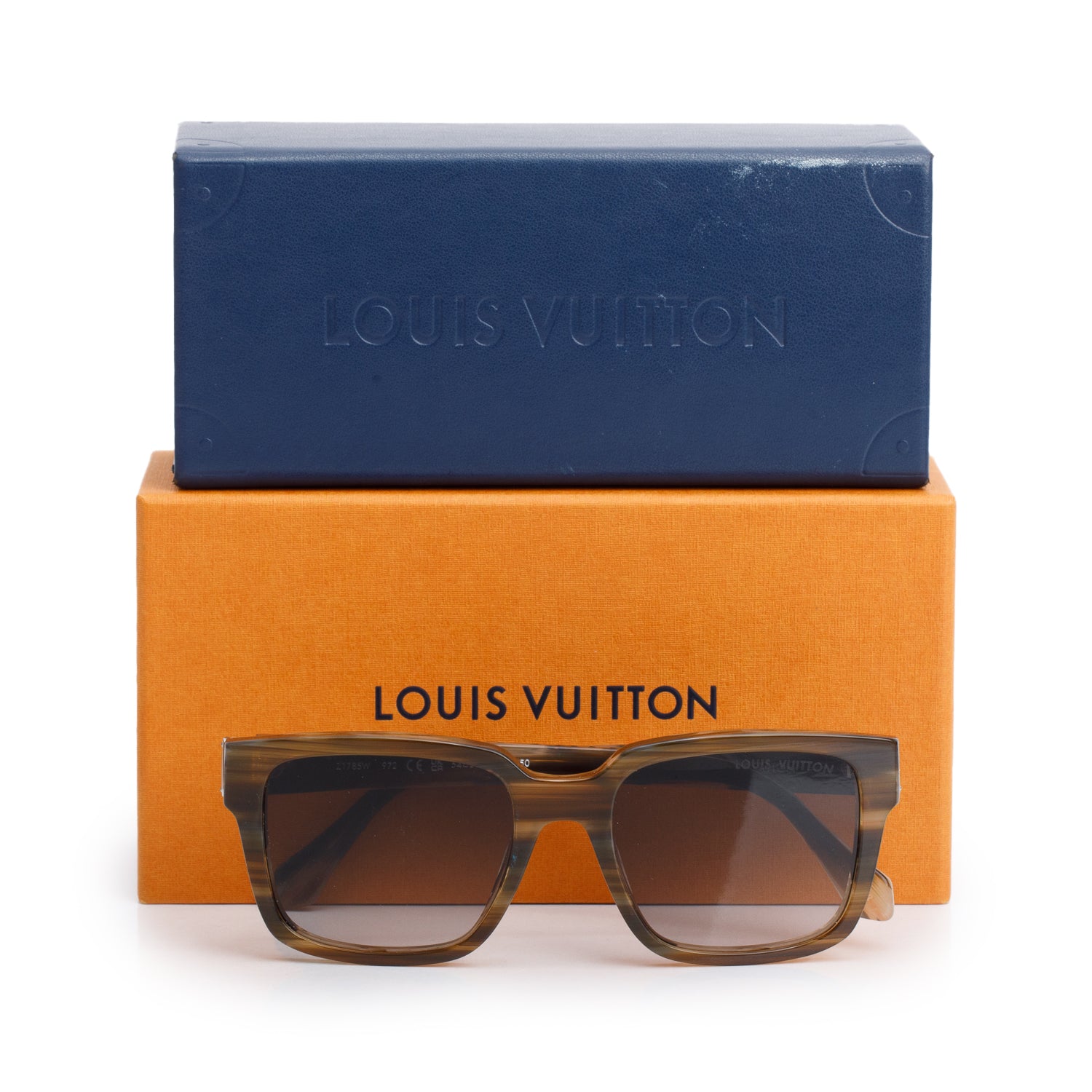 Louis Vuitton 2022 Z1785W Grey Acetate LV Glide Square Sunglasses w/ Box & Case