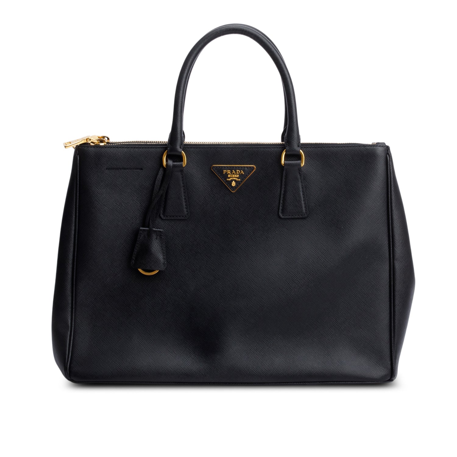Prada Black Saffiano Lux Large Double Zip Galleria Tote w/ Box