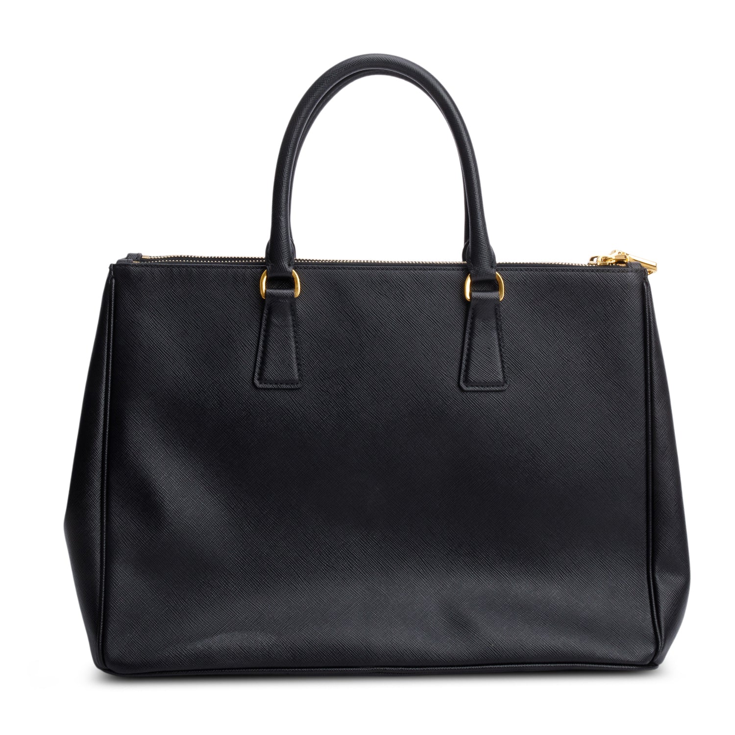 Prada Black Saffiano Lux Large Double Zip Galleria Tote w/ Box