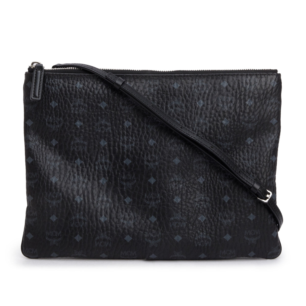 MCM Black Visetos Portuna Clutch Crossbody Bag w/ Strap – OLIVER'S