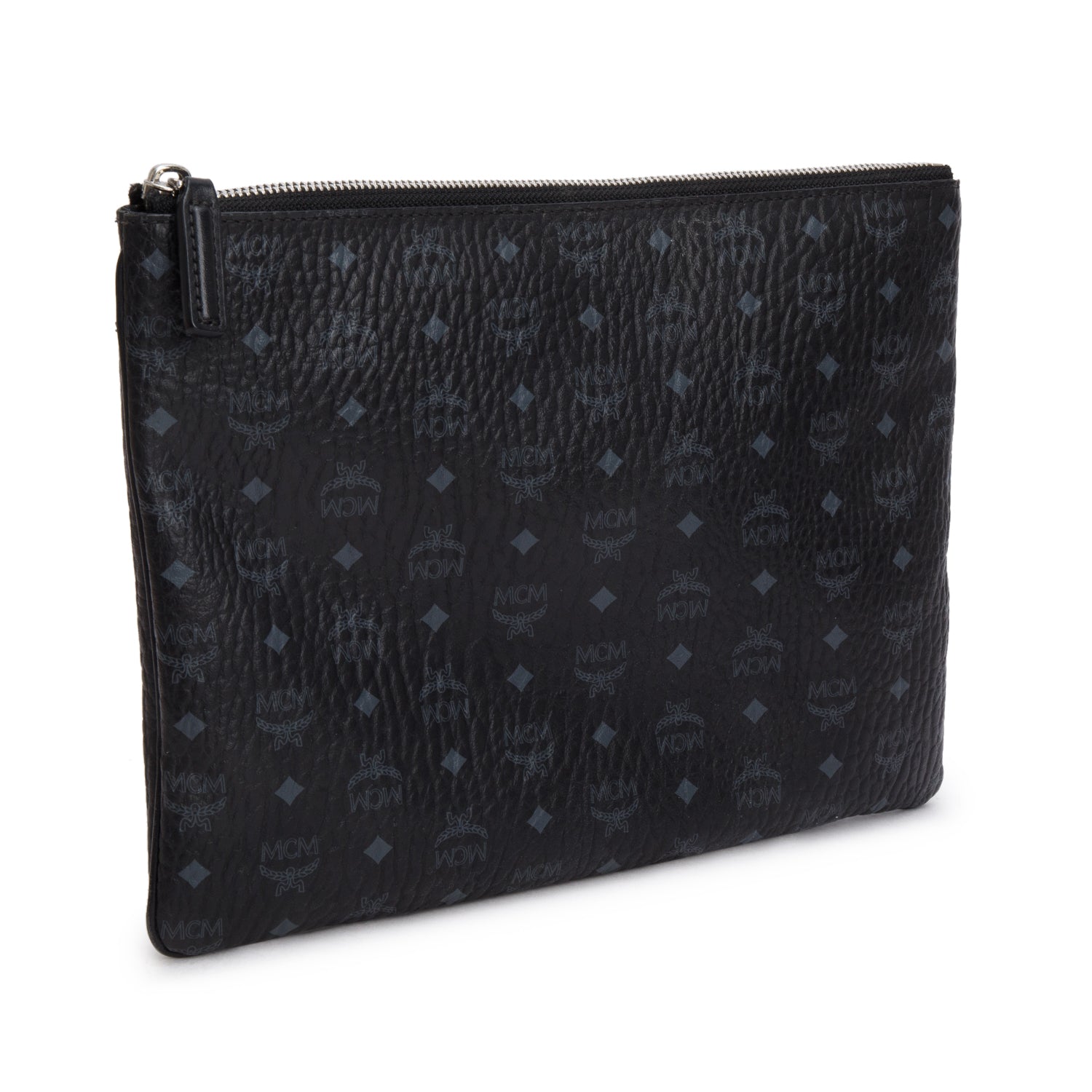 MCM Black Visetos Portuna Clutch Crossbody Bag w/ Strap