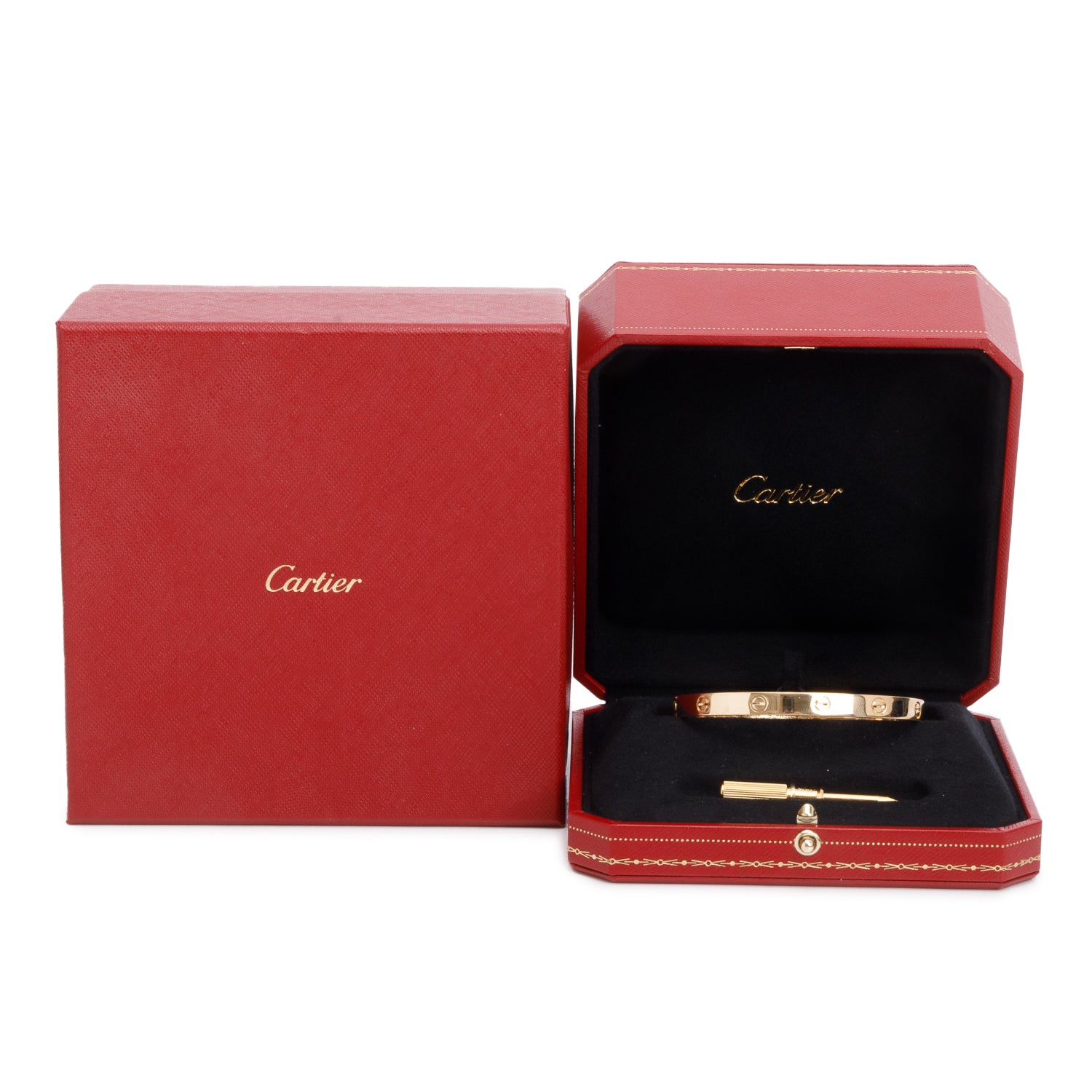 Cartier 18k Yellow Gold Love Bracelet, Classic Model, Size 19 w/ Box & Certificate