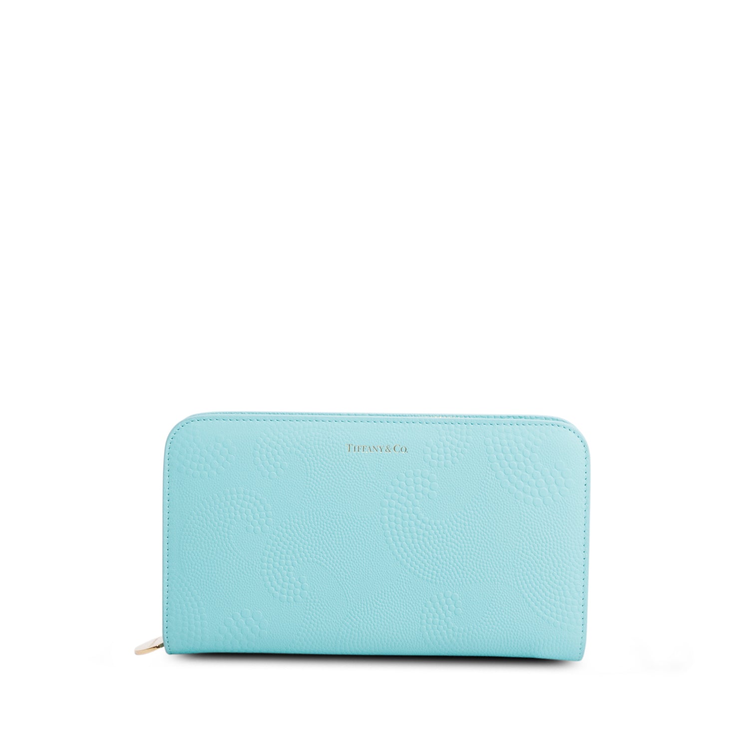Tiffany & Co. Turquoise Leather Large Zip Organizer Wallet w/ Box