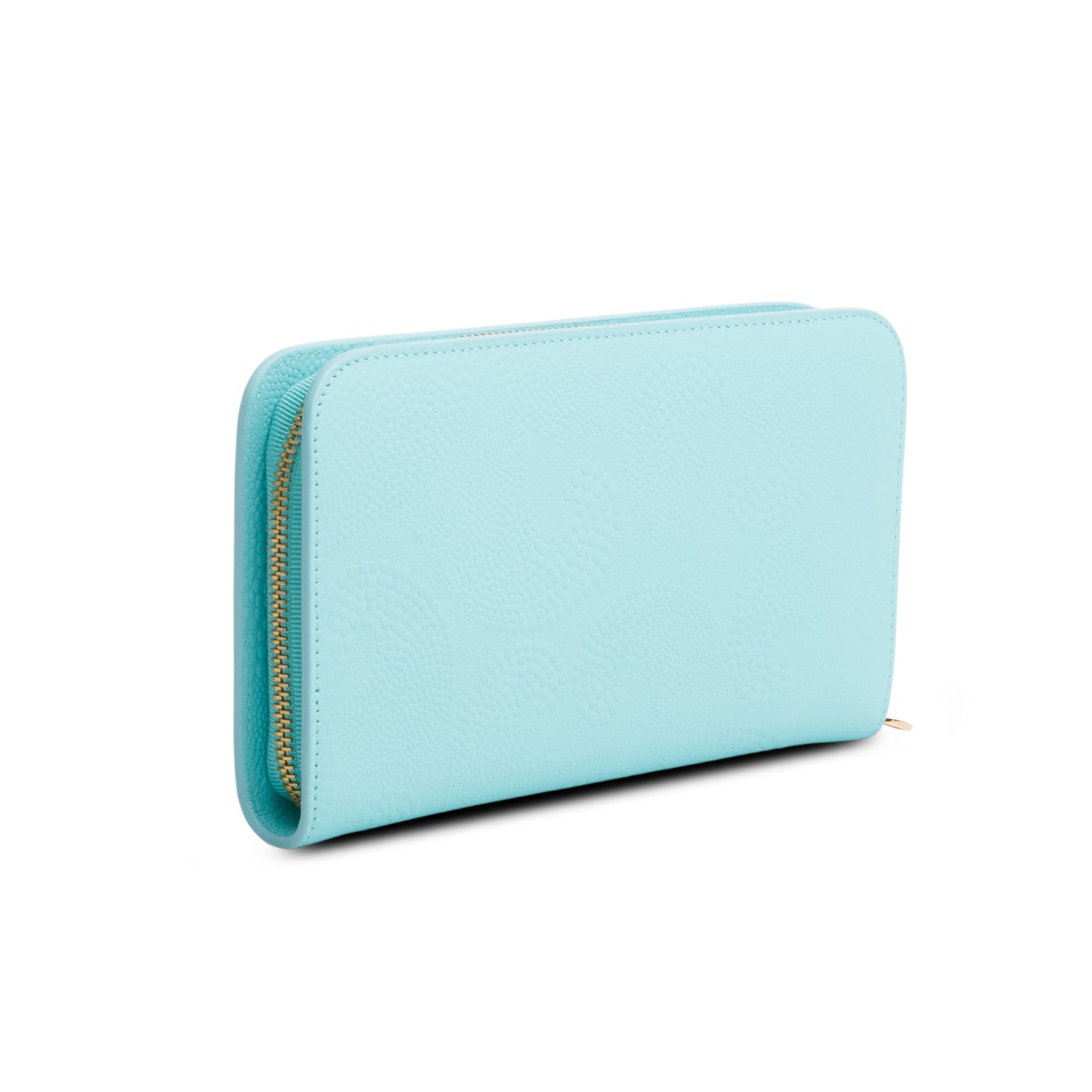 Tiffany & Co. Turquoise Leather Large Zip Organizer Wallet w/ Box
