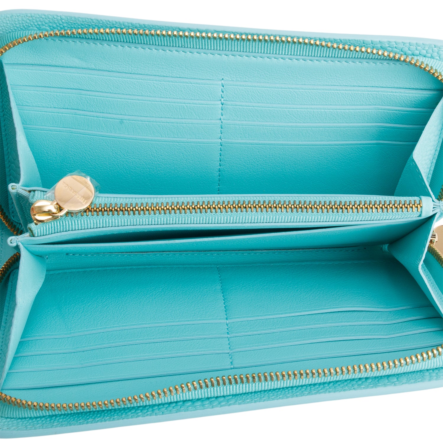 Tiffany & Co. Turquoise Leather Large Zip Organizer Wallet w/ Box