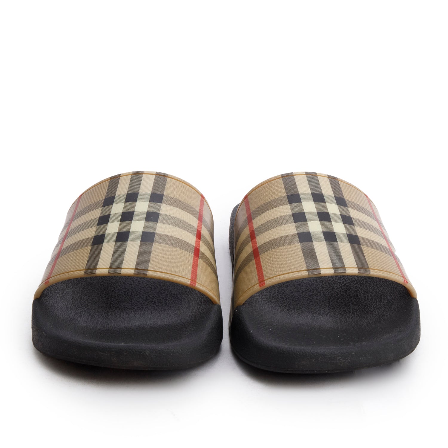 Burberry Beige Nova Check Rubber Slides, Size 41 w/ Box