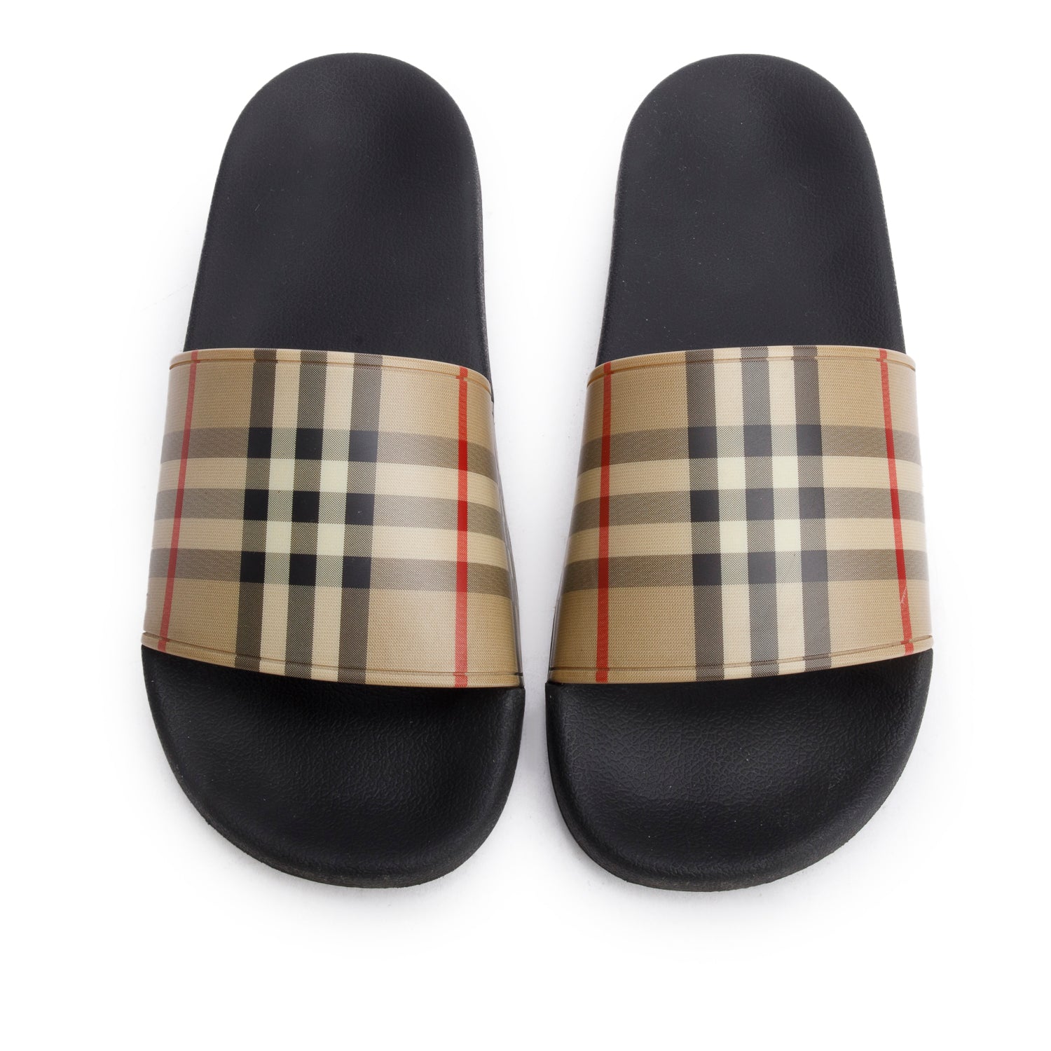 Burberry Beige Nova Check Rubber Slides, Size 41 w/ Box