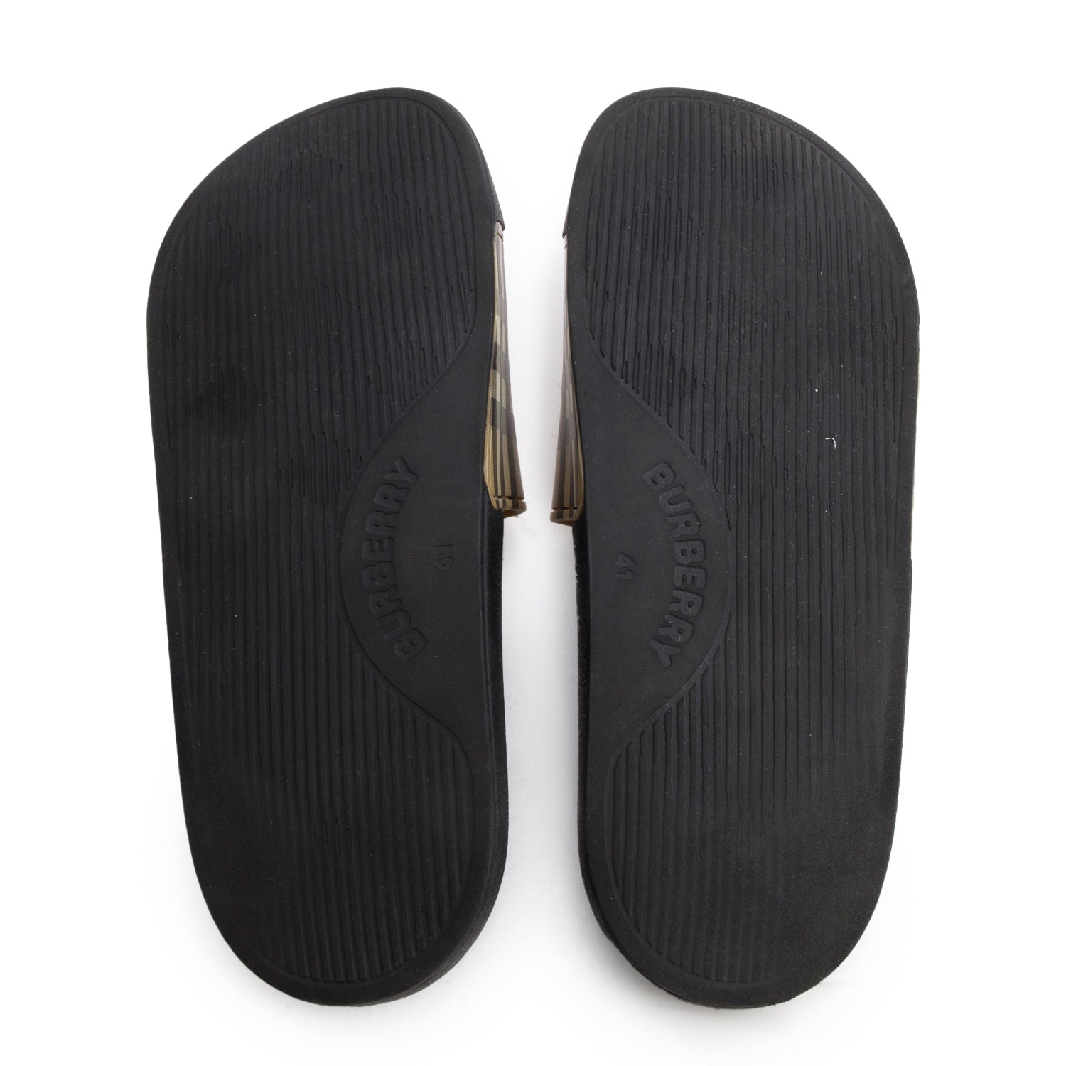 Burberry Beige Nova Check Rubber Slides, Size 41 w/ Box