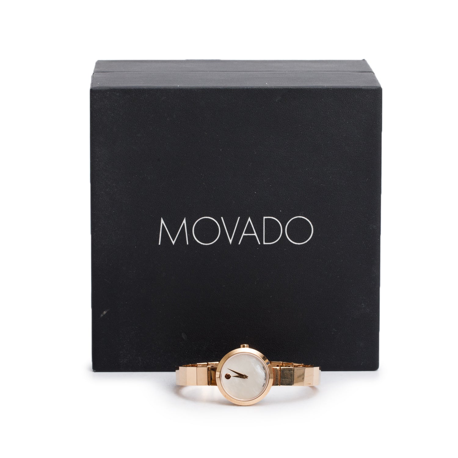 Movado Rose Gold-Plated Stainless Steel Novella 24 MM Quartz Watch Mother of Pearl Dial w/ Box