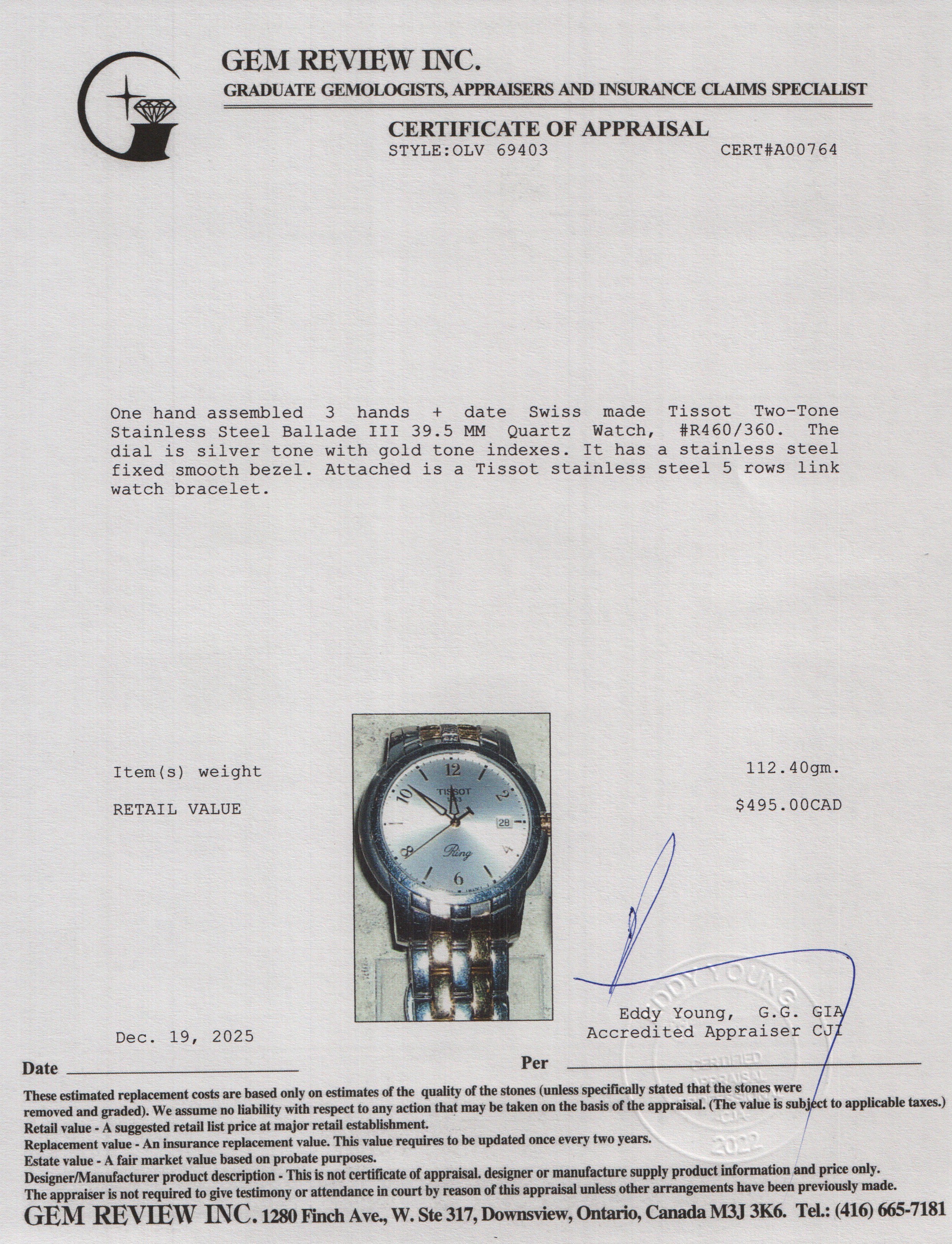 Tissot Two-Tone Stainless Steel Ballade III 39.5 MM Quartz Watch Silver Dial