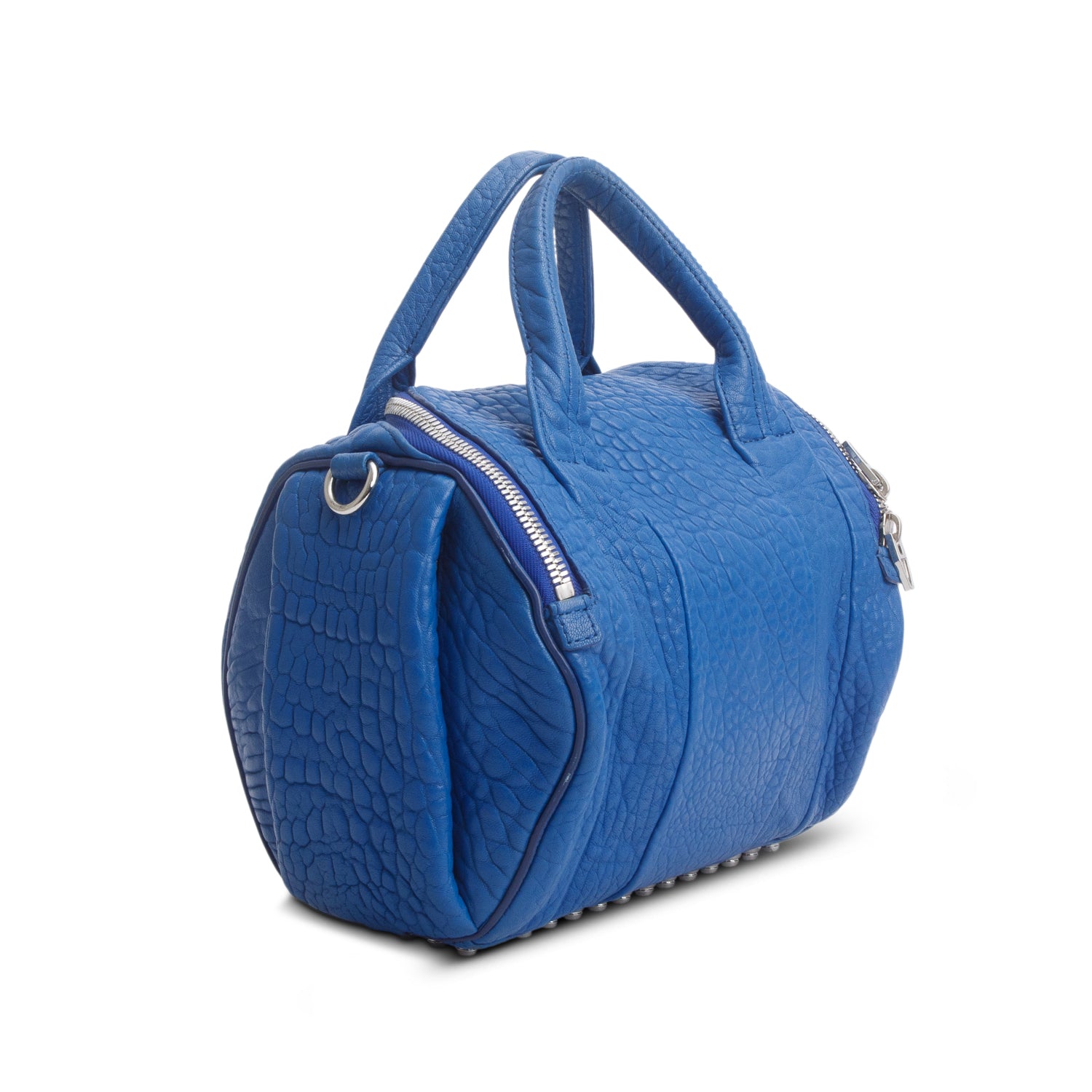 Alexander Wang Blue Grained Calfskin Leather Rocco Shoulder Bag w/ Strap