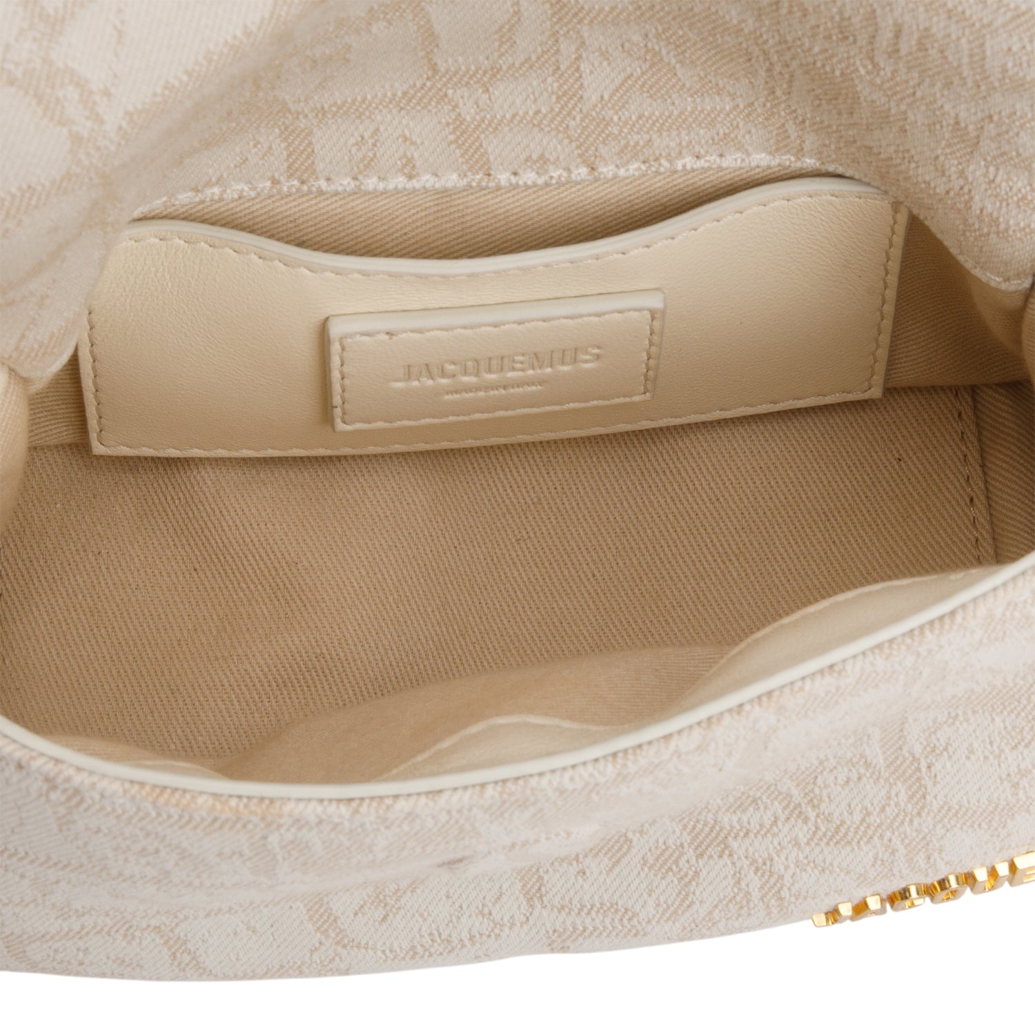 Jacquemus Beige Jacquared Denim La Croisiere Mini Puffed Flap Bag w/ Straps