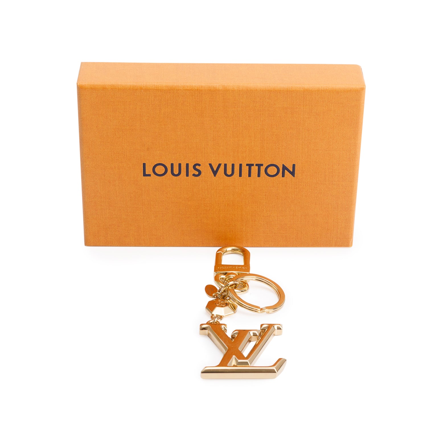 Louis Vuitton 2023 Gold Tone Metal Porte Cles LV Facettes Bag Charm Keychain w/ Box