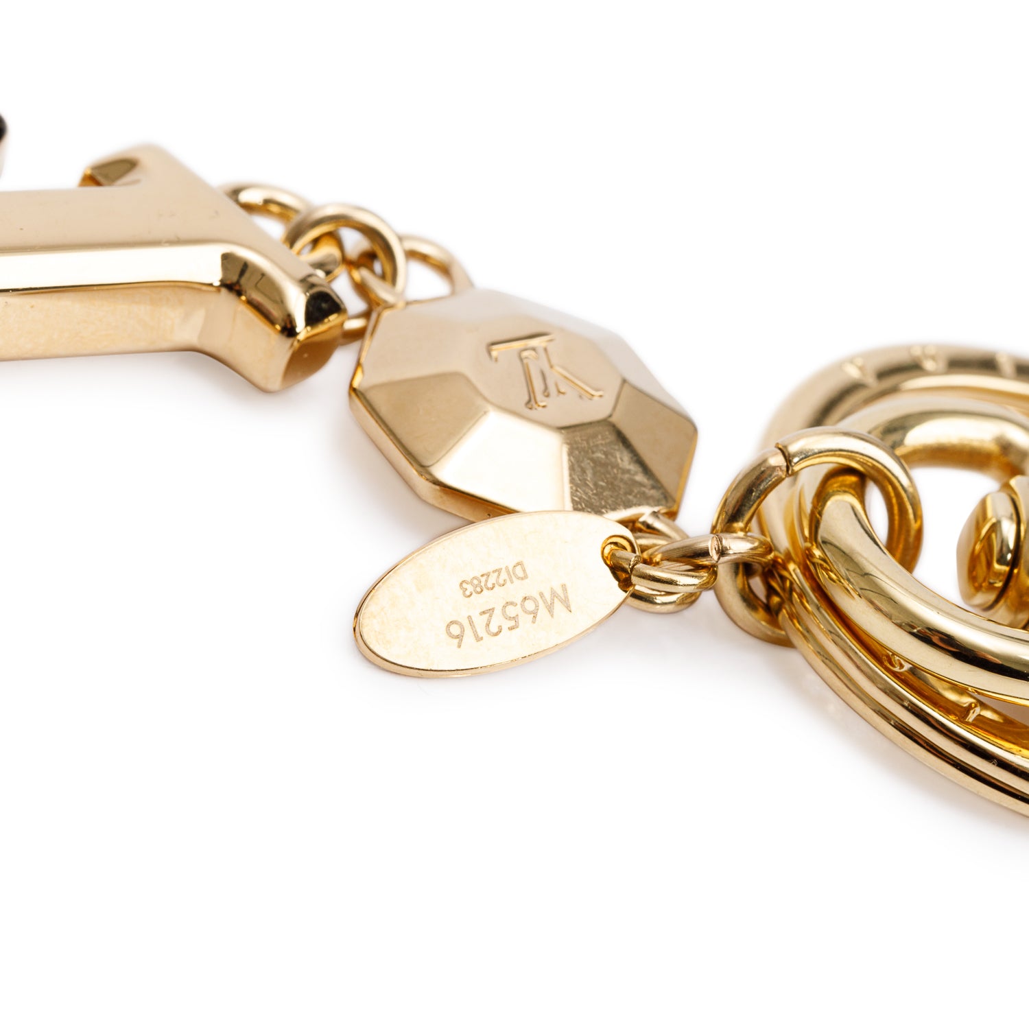Louis Vuitton 2023 Gold Tone Metal Porte Cles LV Facettes Bag Charm Keychain w/ Box
