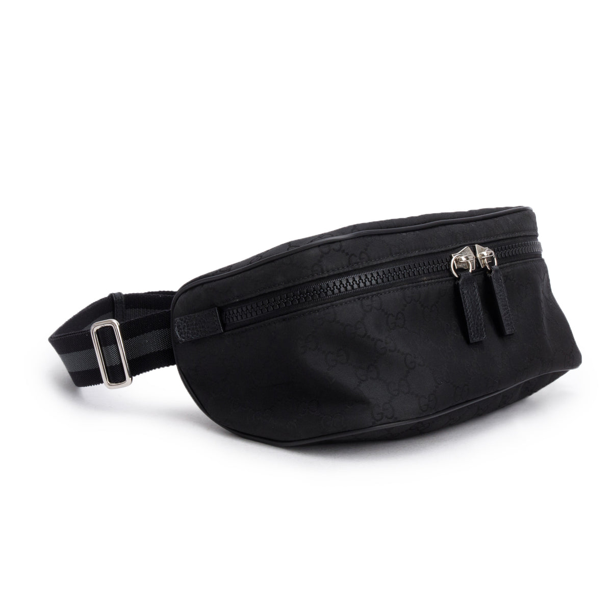 Gucci  Black GG Nylon Waist Pouch Belt Bag