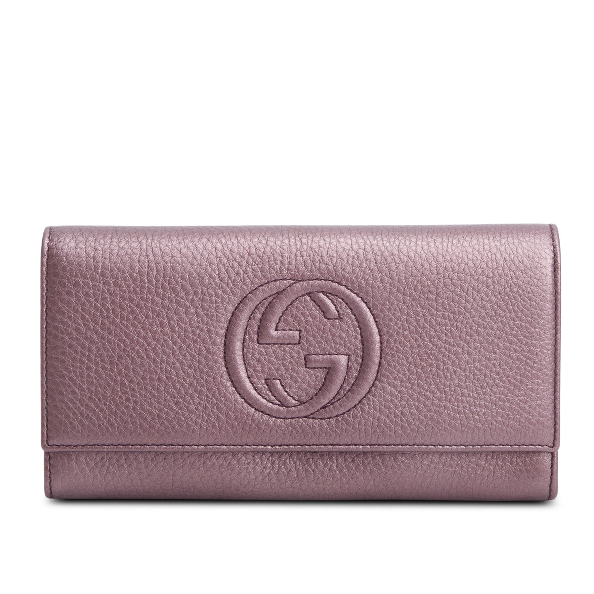 Gucci Metallic Purple Leather Soho Interlocking GG Logo Continental Fl ...