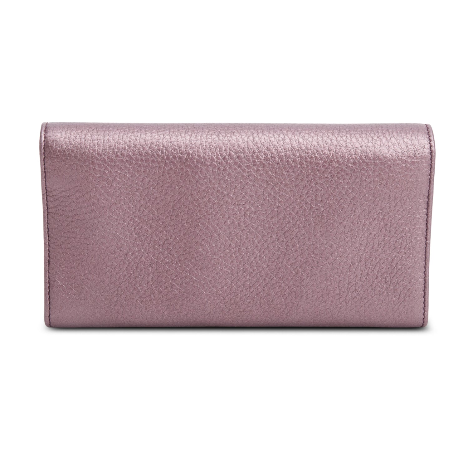 Gucci Metallic Purple Leather Soho Interlocking GG Logo Continental Flap Wallet w/ Box