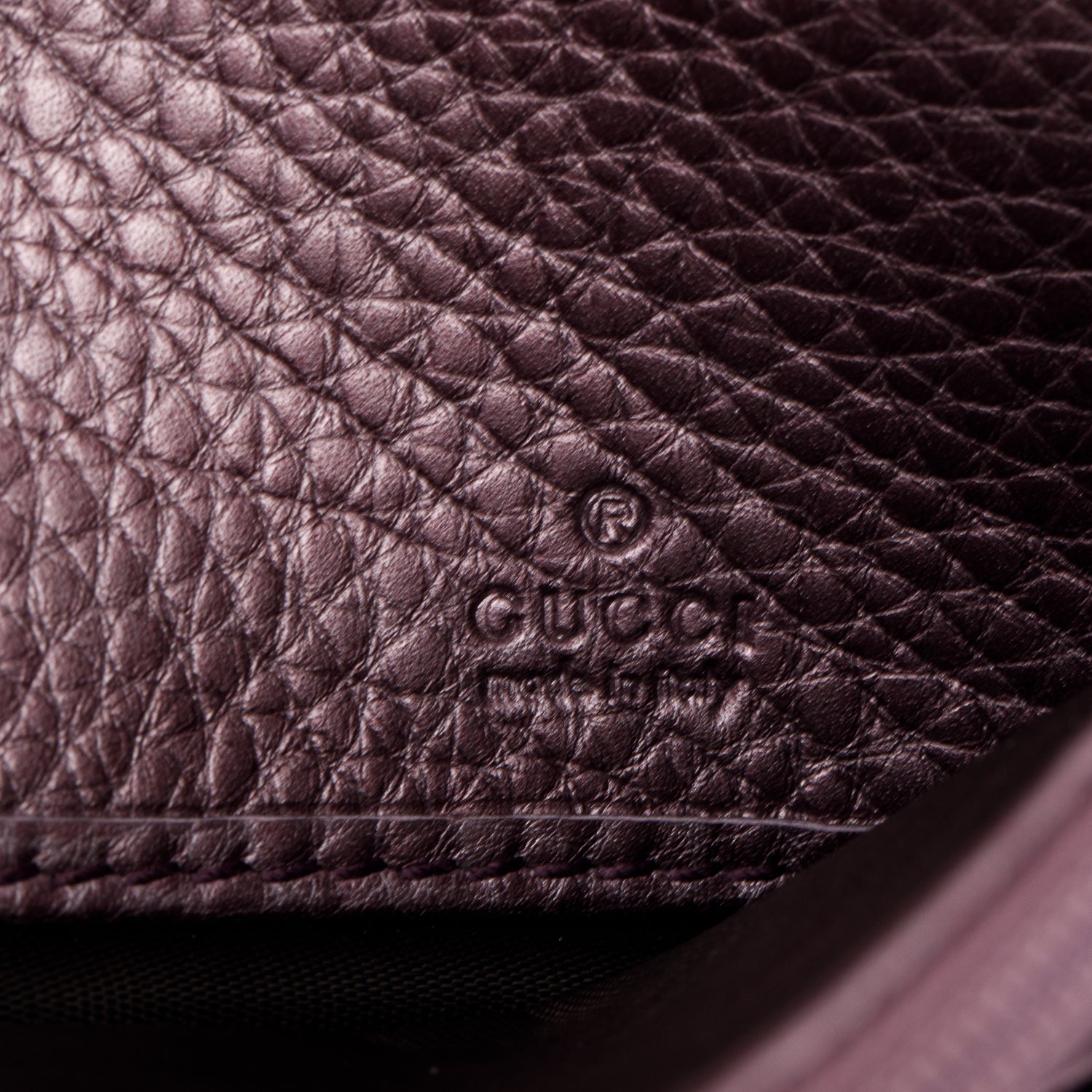 Gucci Metallic Purple Leather Soho Interlocking GG Logo Continental Flap Wallet w/ Box