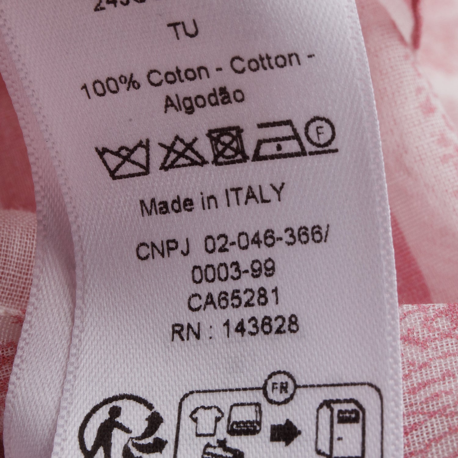 Christian Dior Pink/White Cotton Toile de Jouy Scarf