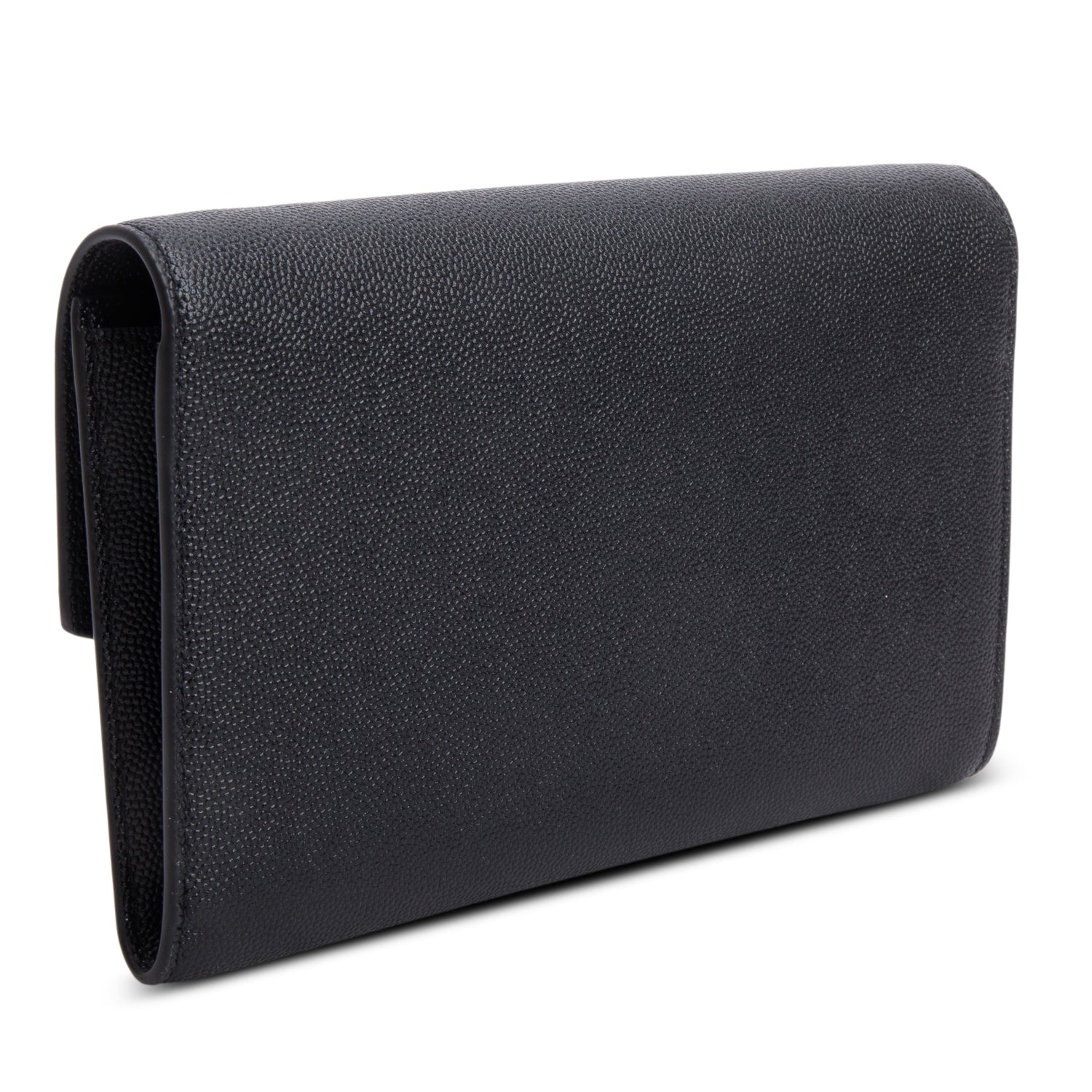 Saint Laurent 2022 Black Grain De Poudre Leather Uptown Chain Wallet w/ Insert & Box