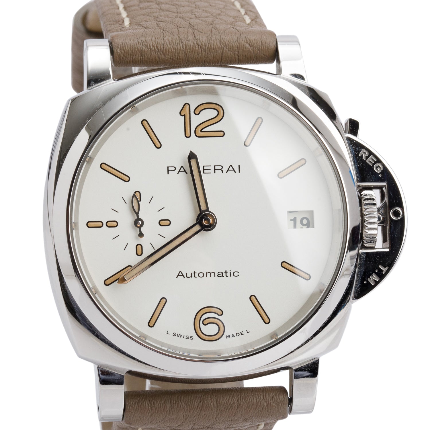Panerai Stainless Steel Luminor Due 38 MM Automatic Watch White Dial PAM01043 w/ Box & Papers