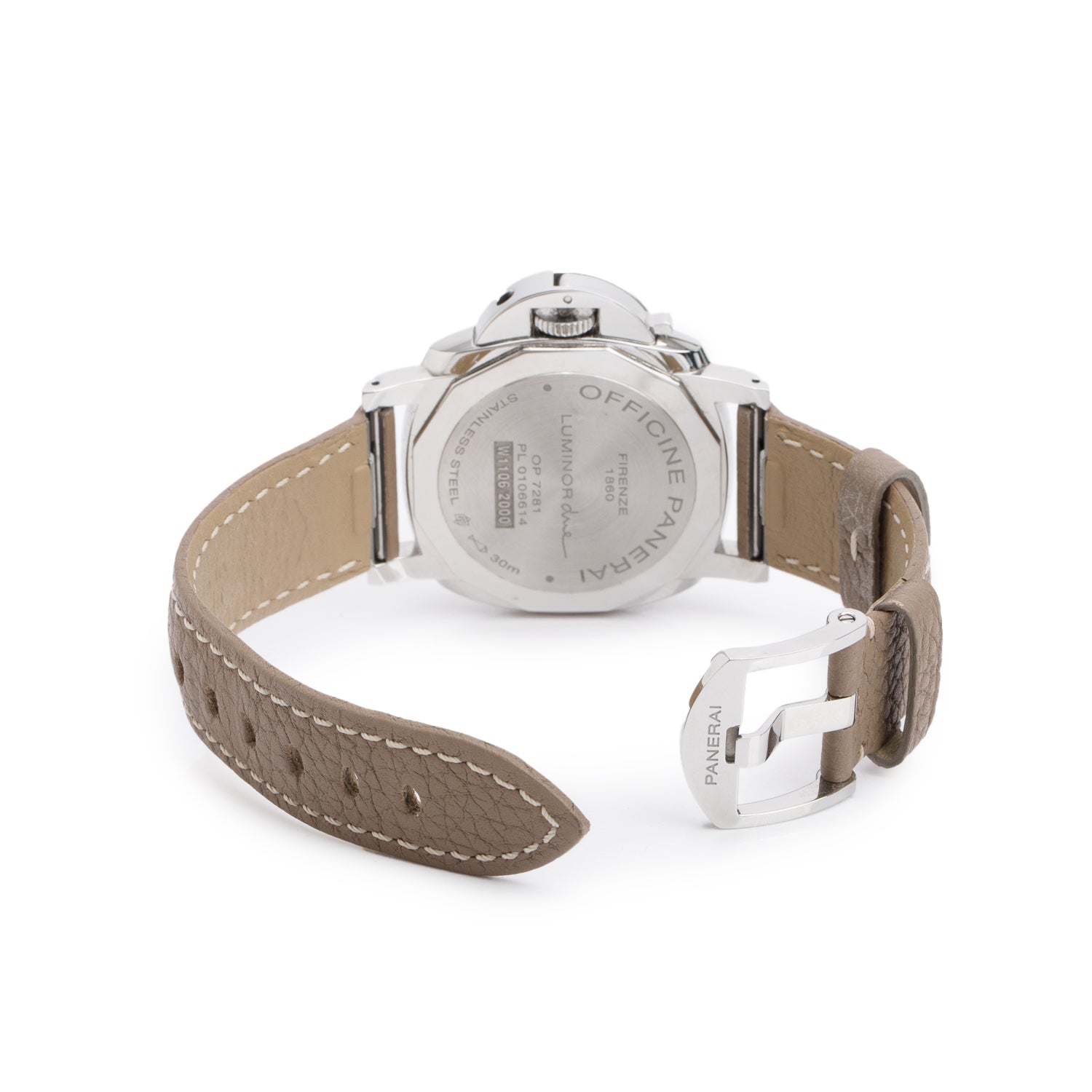 Panerai Stainless Steel Luminor Due 38 MM Automatic Watch White Dial PAM01043 w/ Box & Papers