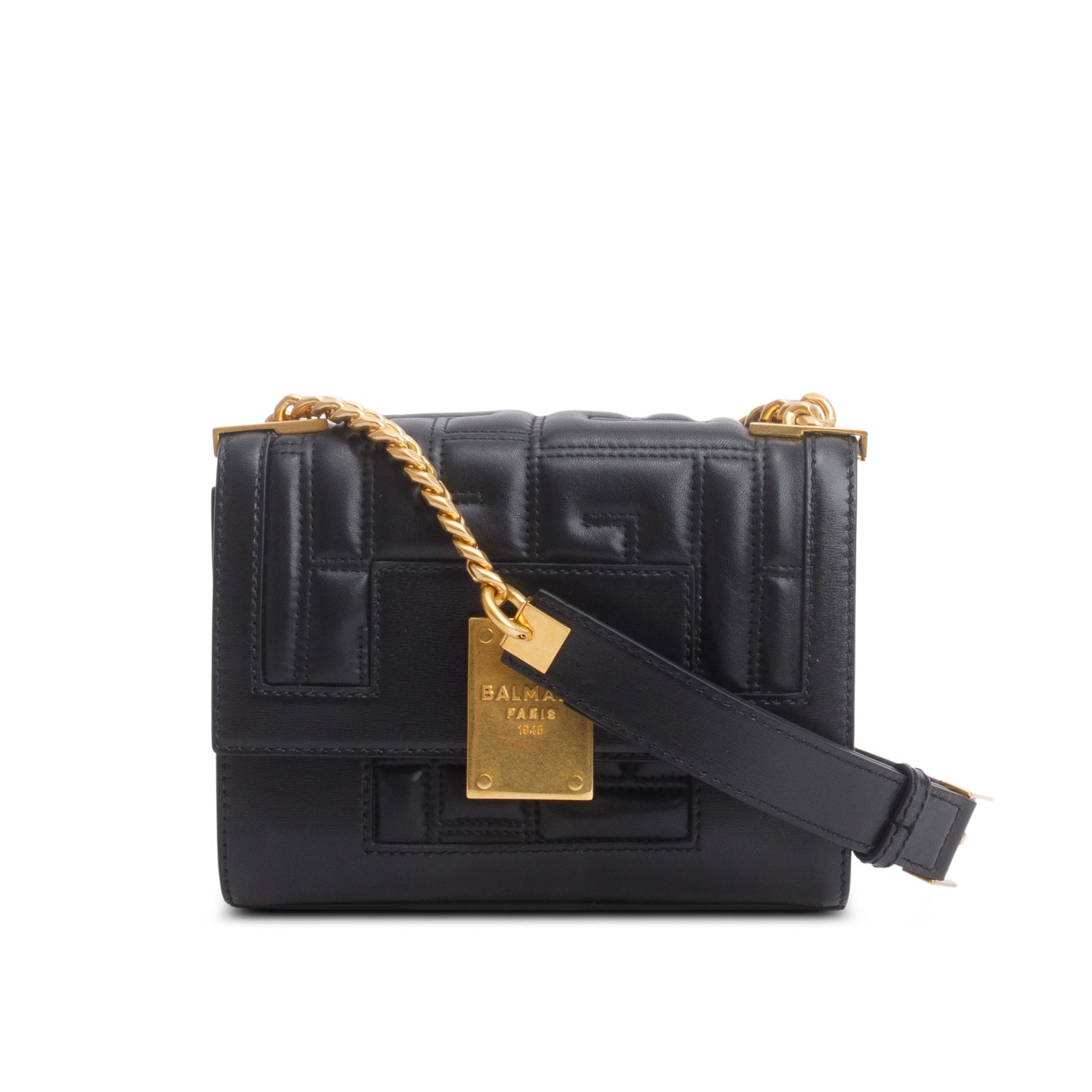 69448 Balmain Black Soft Quilted Lambskin 1945 Small Bag – OLIVER'S