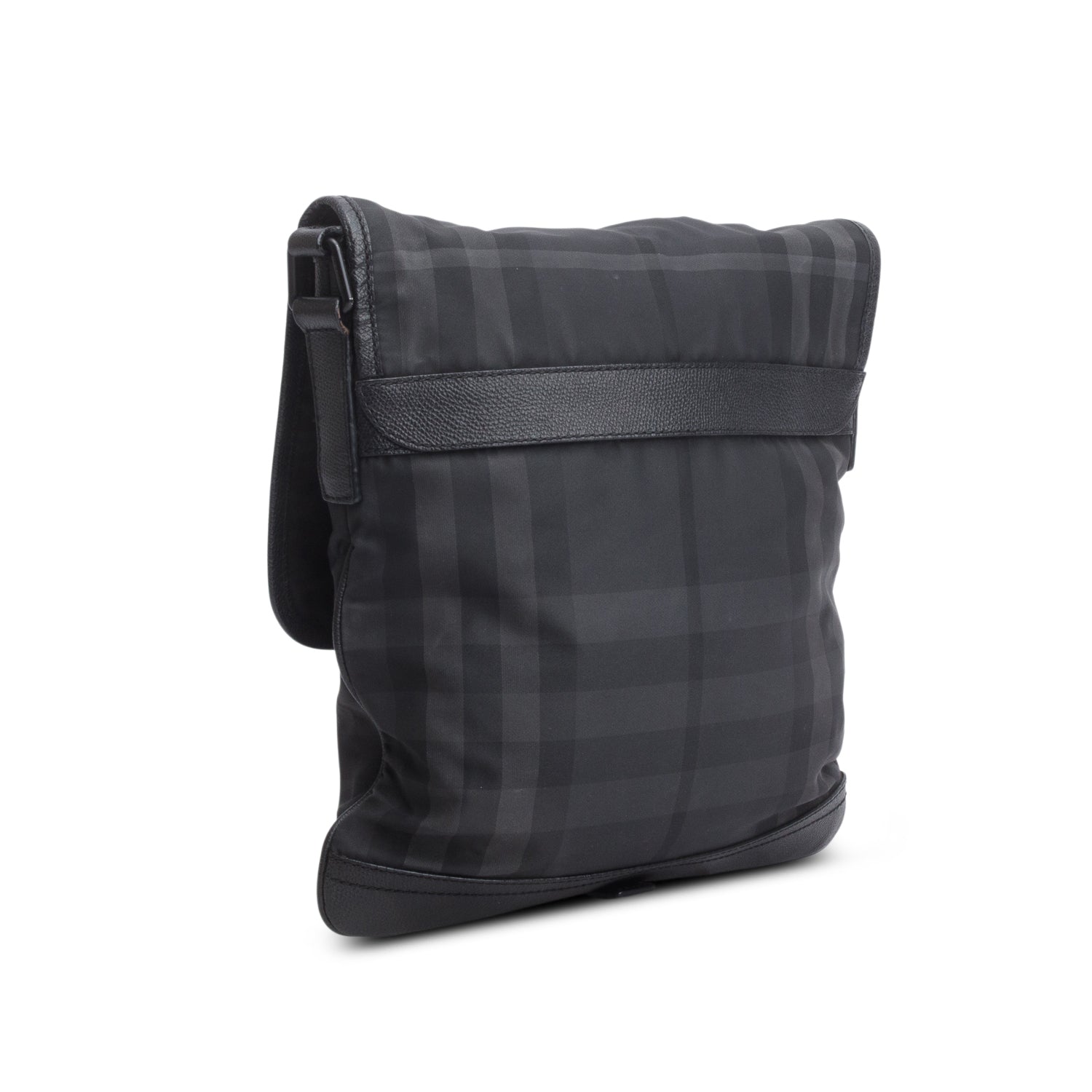 Burberry Black Smoked Check Nylon Messenger Bag
