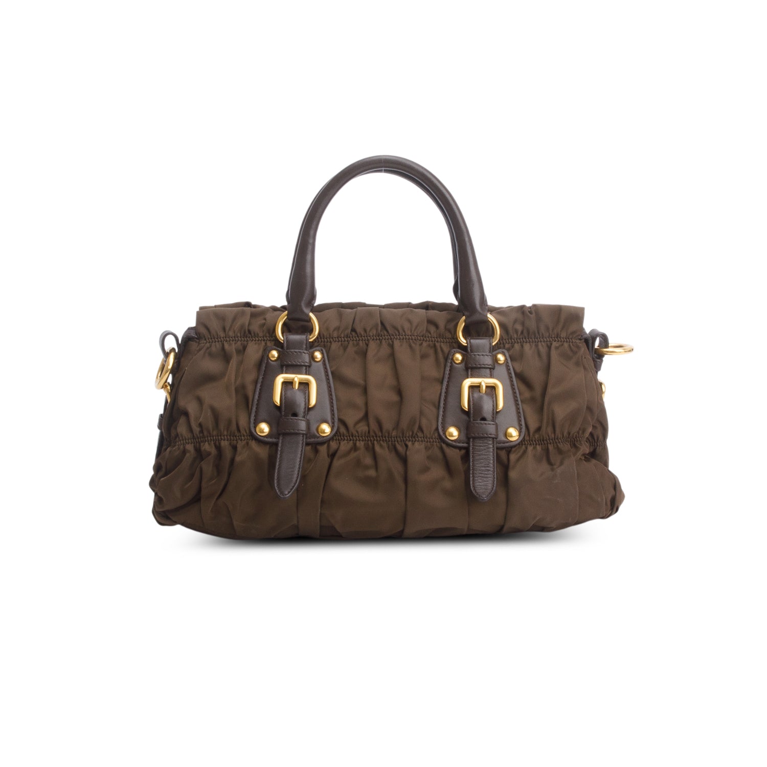 Prada Brown Tessuto Nylon Gaufre Shoulder Bag w/ Strap