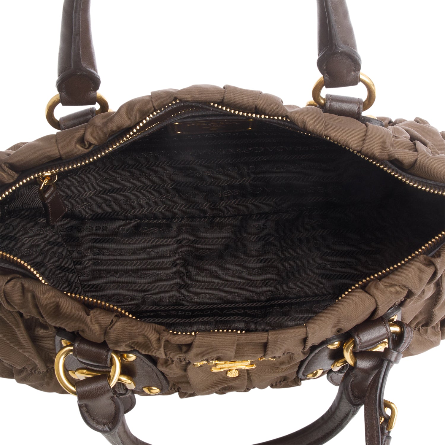 Prada Brown Tessuto Nylon Gaufre Shoulder Bag w/ Strap
