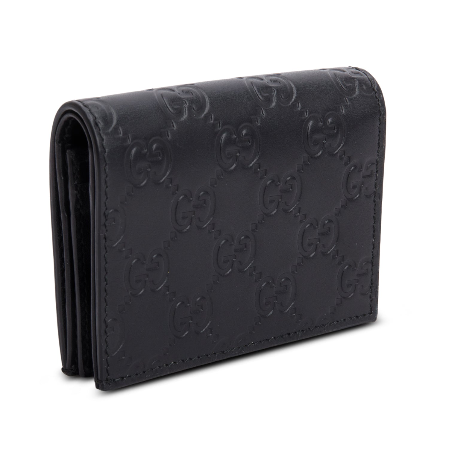 Gucci Black Guccissima Leather Bi-Fold Wallet w/ Box