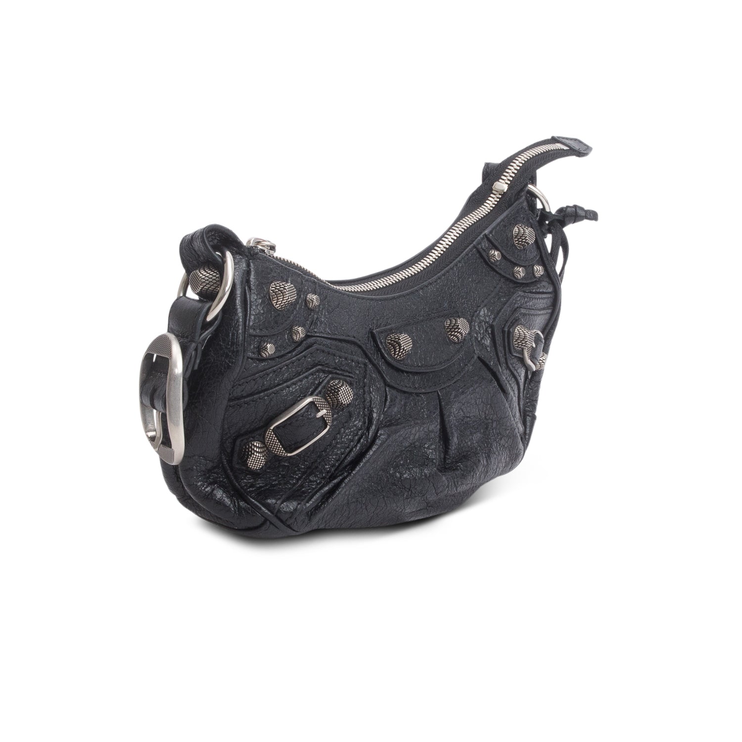 Balenciaga Black Arena Calfskin Leather Le Cagole XS Chain Shoulder Bag