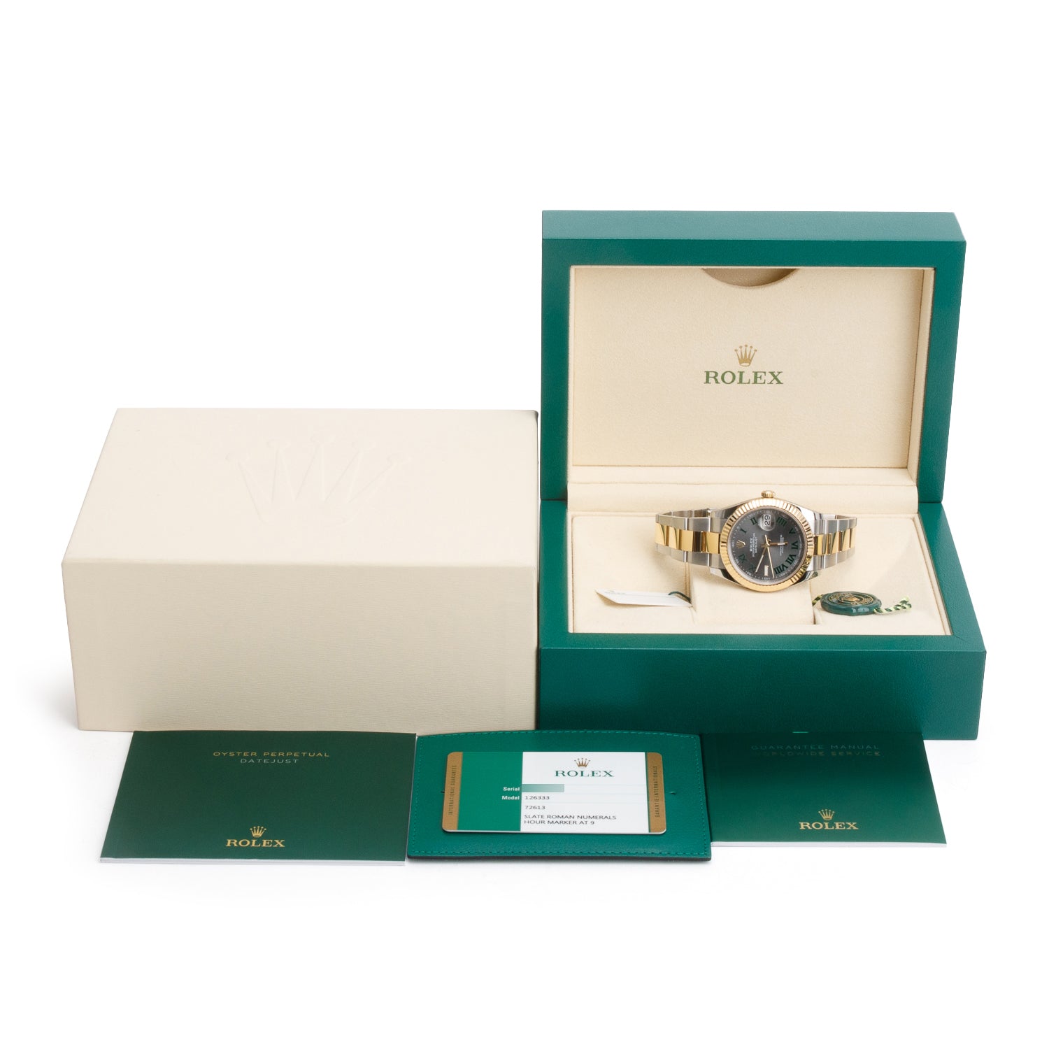 Rolex Stainless Steel & 18k Yellow Gold Datejust 41 MM Automatic Watch Wimbledon Dial 126333 w/ Box & Papers