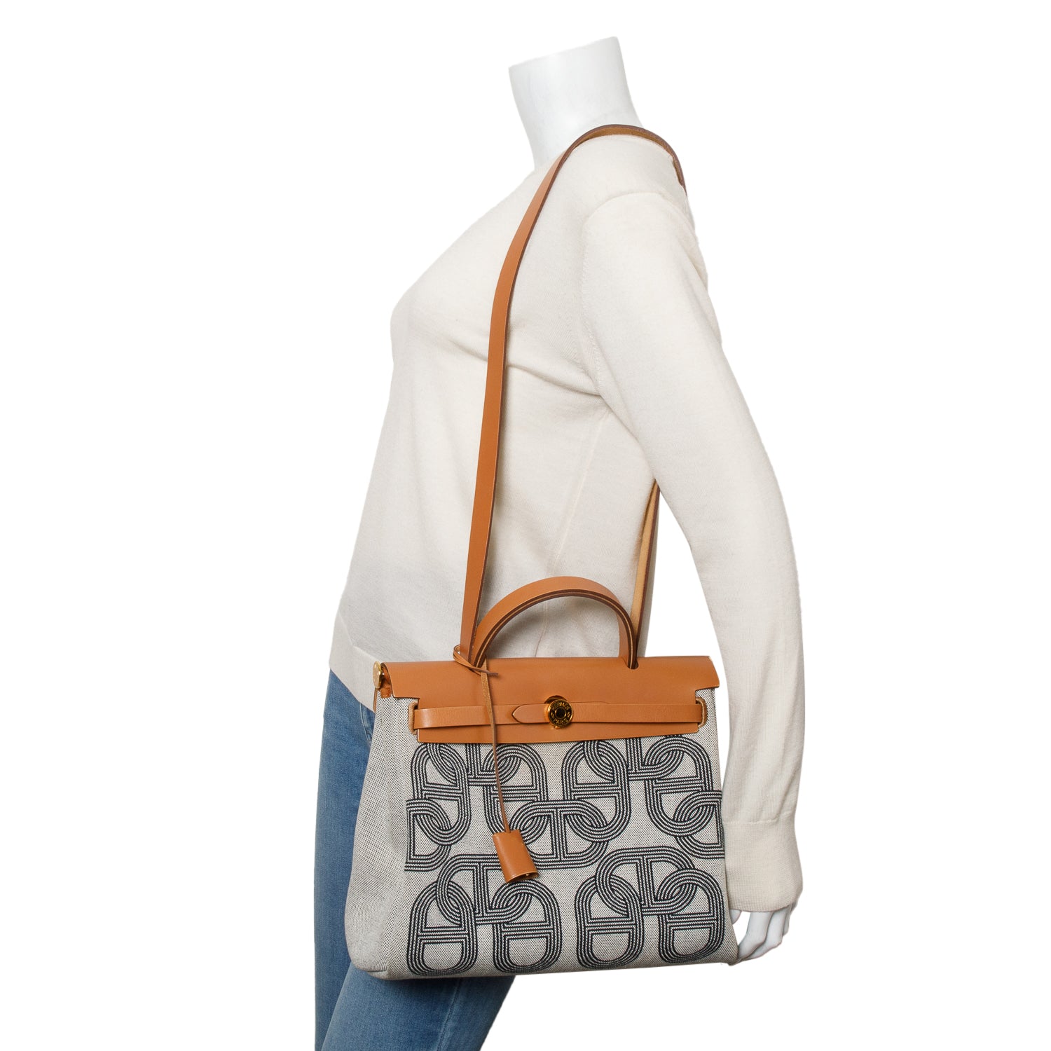 Hermes 2023 Cumin Ecrus Beige/Nature Toile H Vache Hunter Plume CC Circuit 24 Herbag Zip 31 w/ Box & Receipt