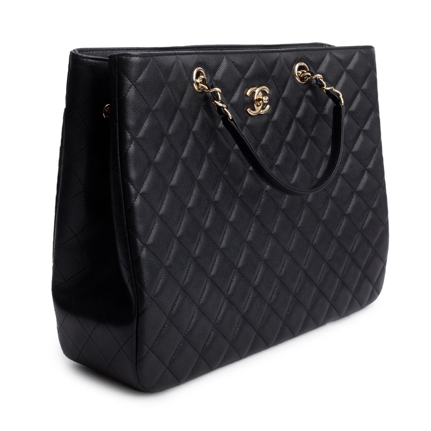 Chanel 2021 Black Caviar Quilted Classic Large Shopping Tote w/ Box & Receipt