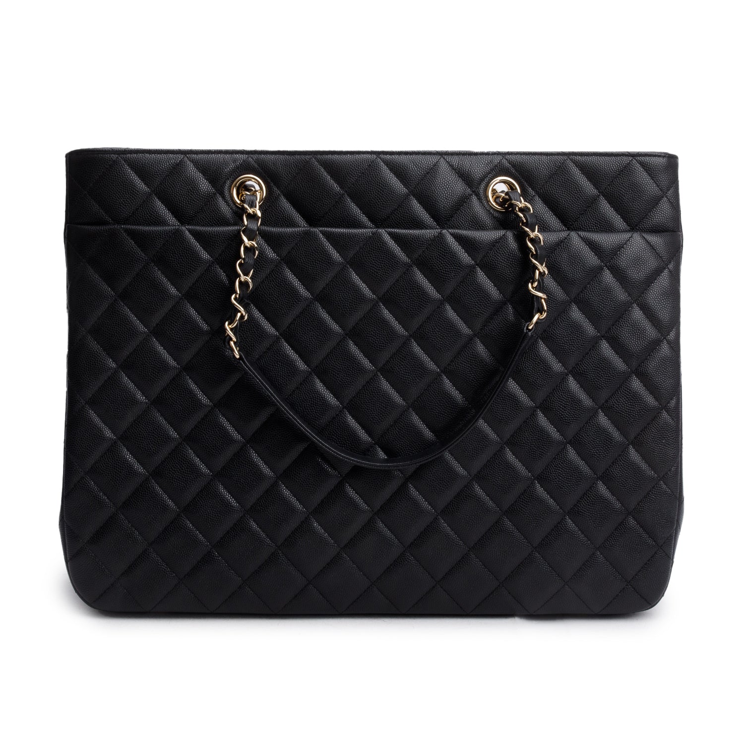Chanel 2021 Black Caviar Quilted Classic Large Shopping Tote w/ Box & Receipt