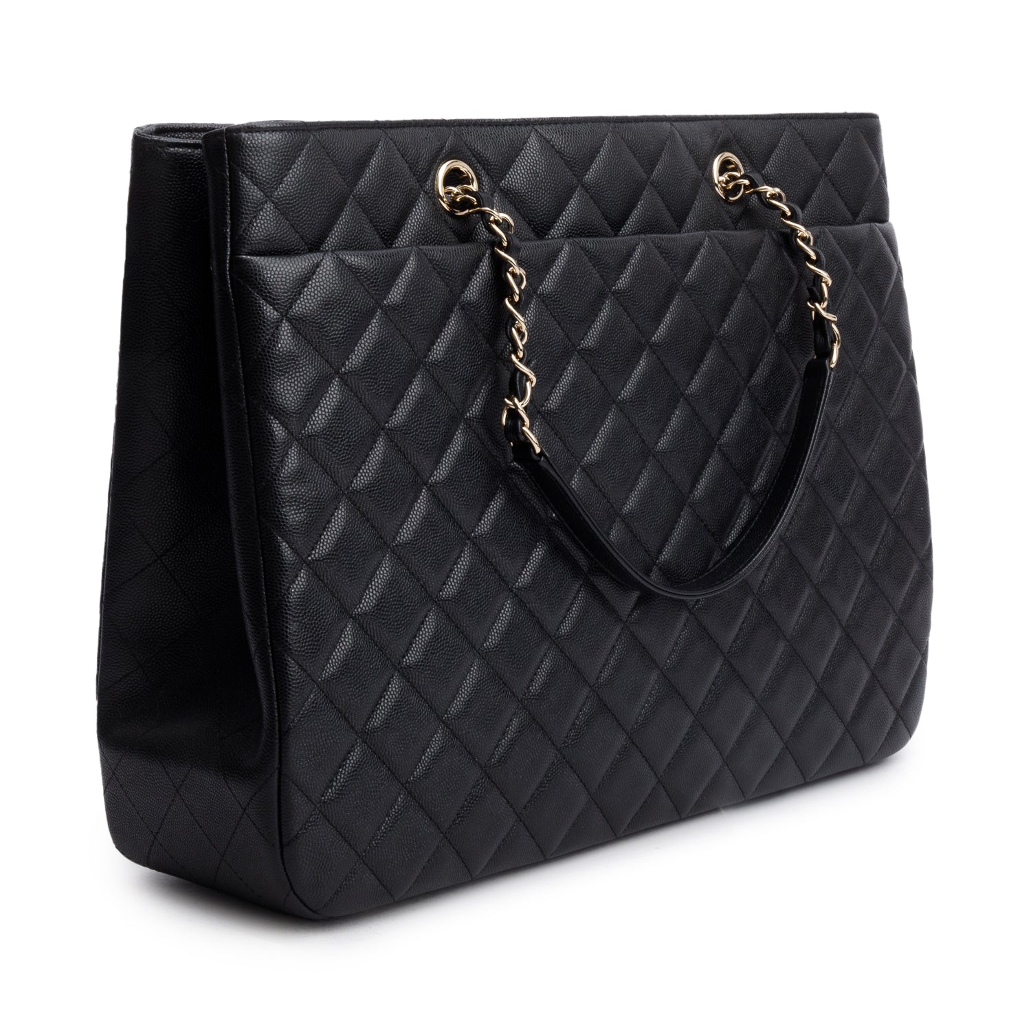 Chanel 2021 Black Caviar Quilted Classic Large Shopping Tote w/ Box & Receipt