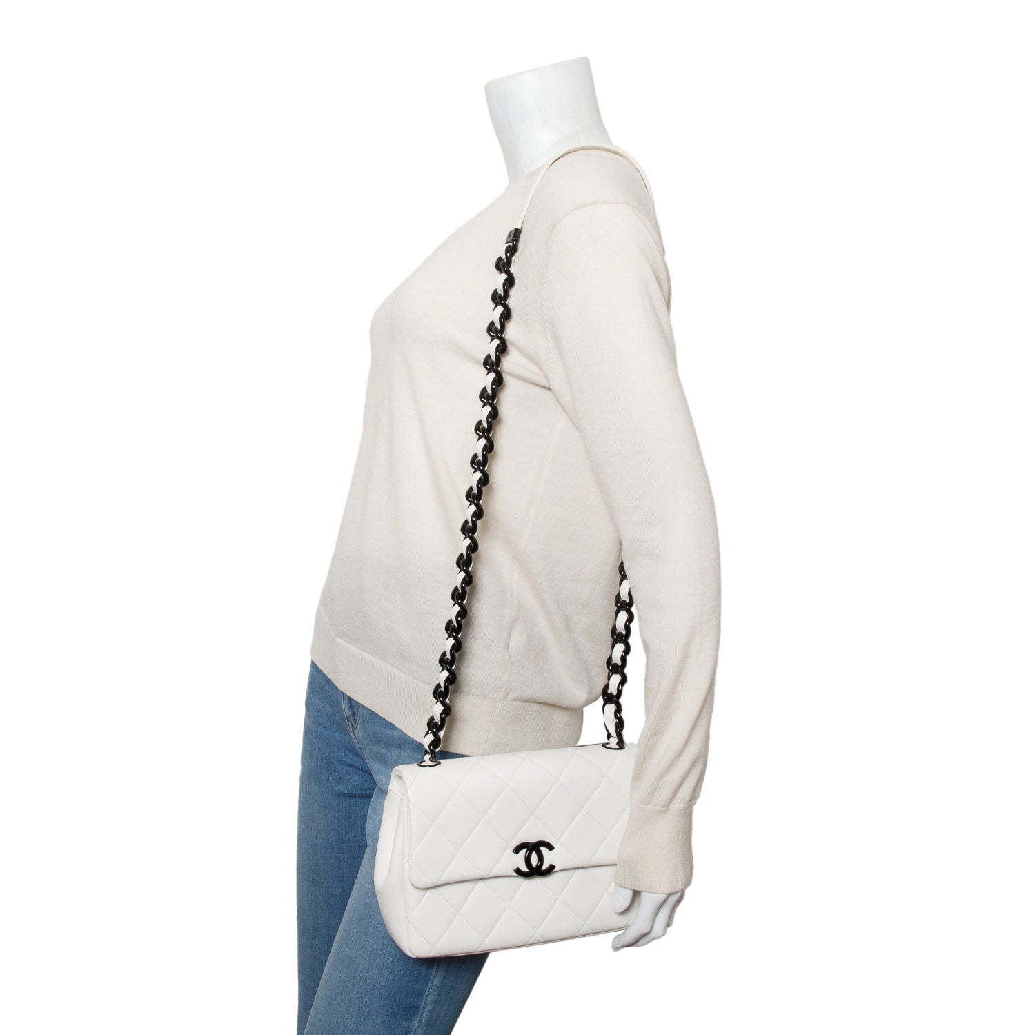 Chanel 2020 White Caviar Quilted My Everything Small Flap Bag w/ Box & Authenticity Card