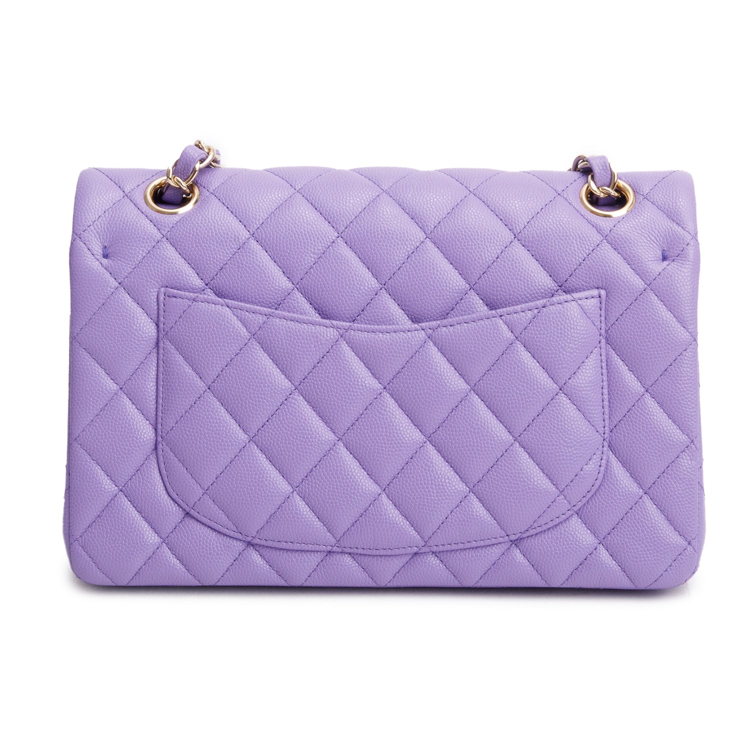 Chanel Purple Caviar Quilted Leather Small Double Flap Bag w/ Box & Authenticity Card